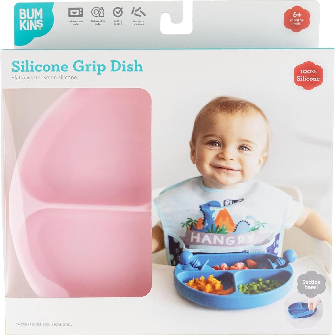 Plato de Succión de Silicona Bumkins Rosa 3 Secciones