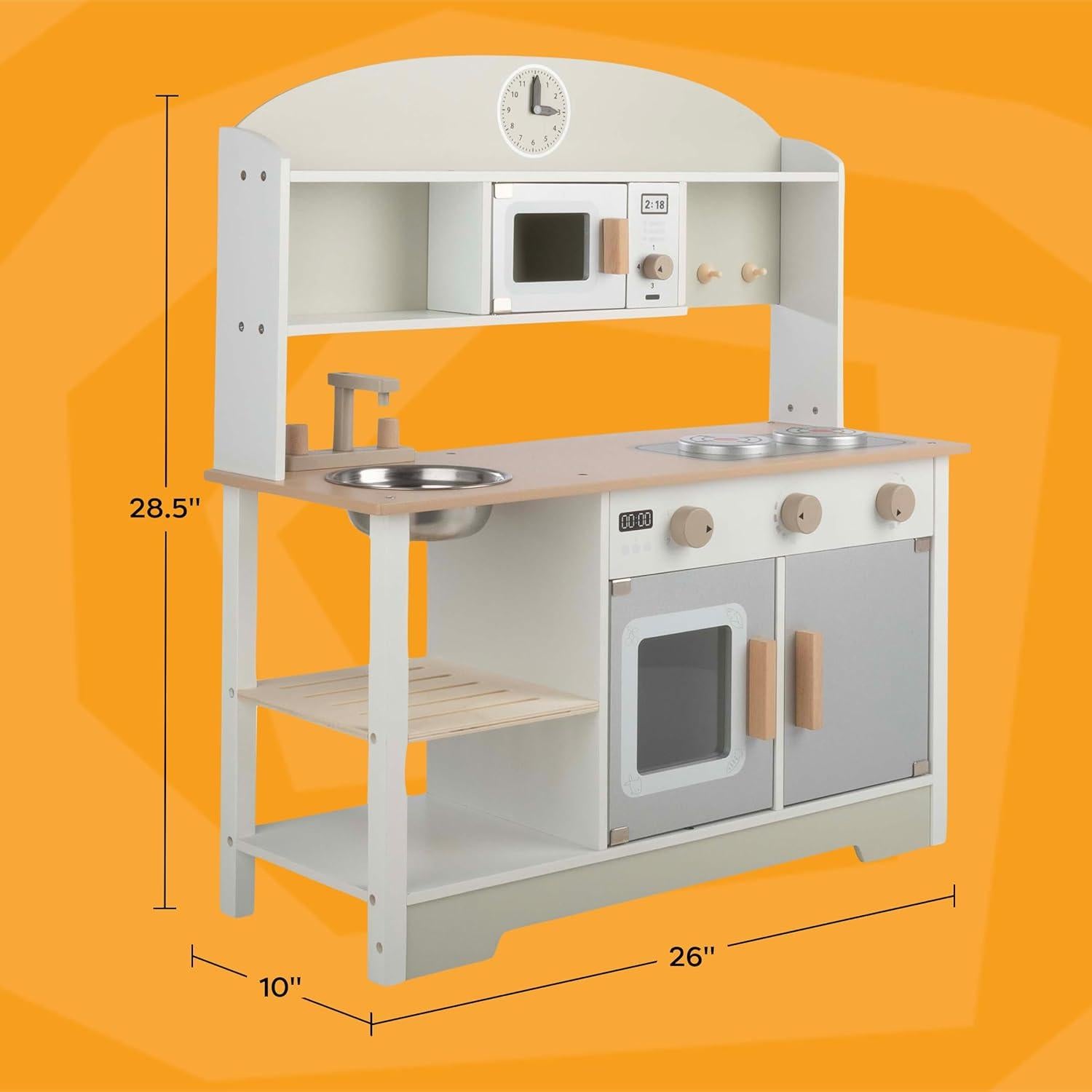 Juego de Cocina de Madera Hey Play con Microondas y Utensilios