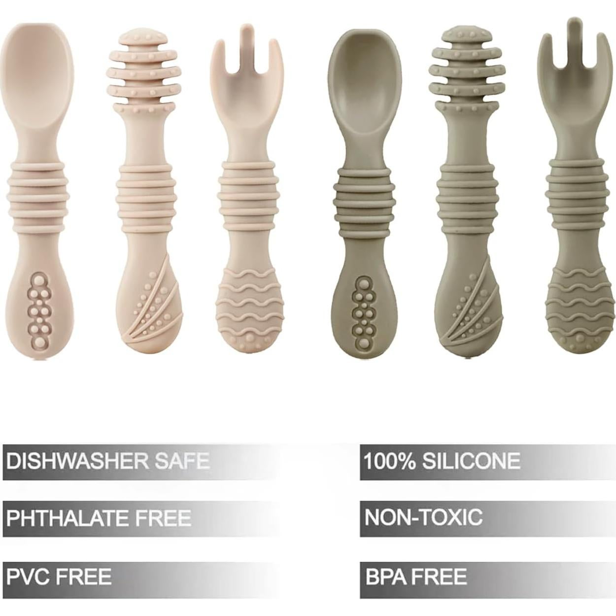 Juego de Cucharas y Tenedores de Silicona PandaEar - 6 Piezas