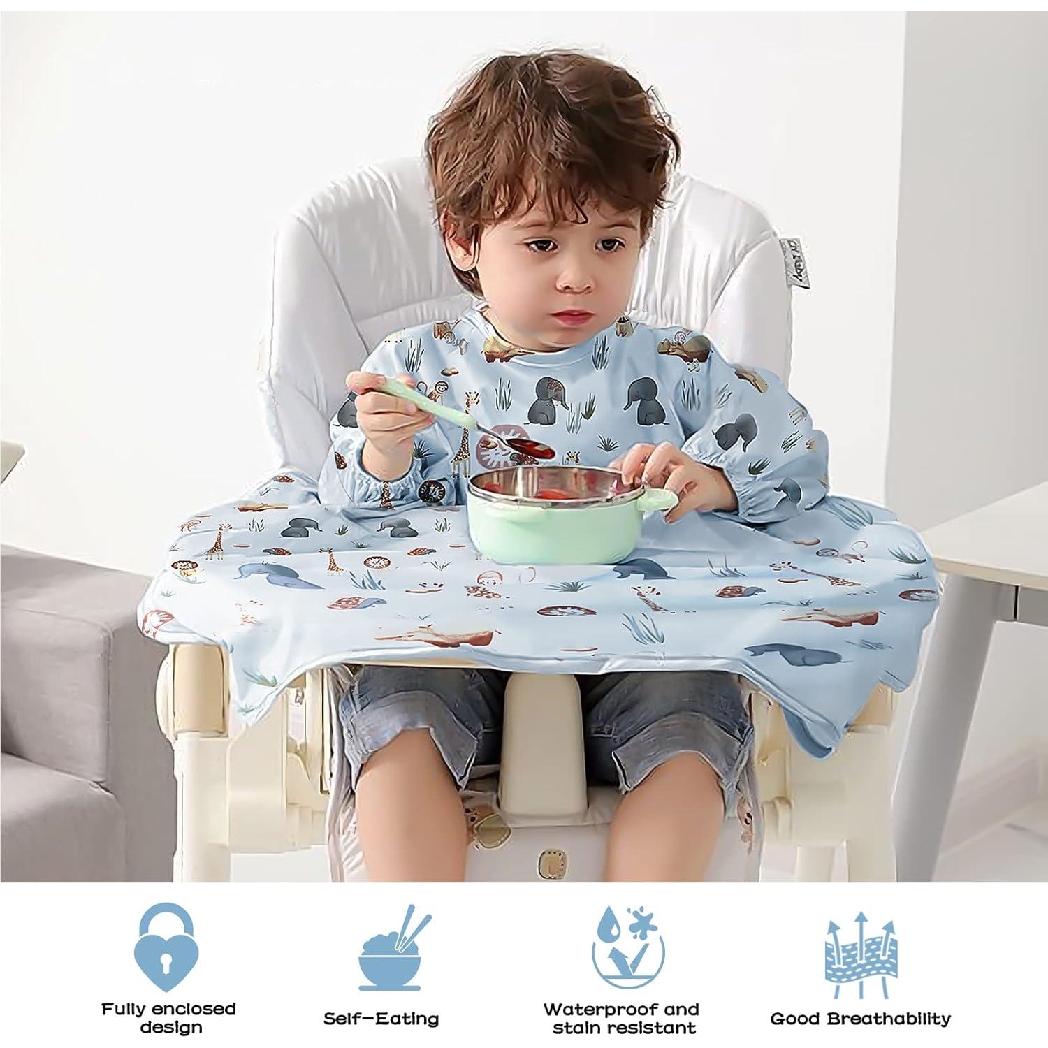 Babero Cubierto para Bebés Vicloon Azul Impermeable 6-36 Meses