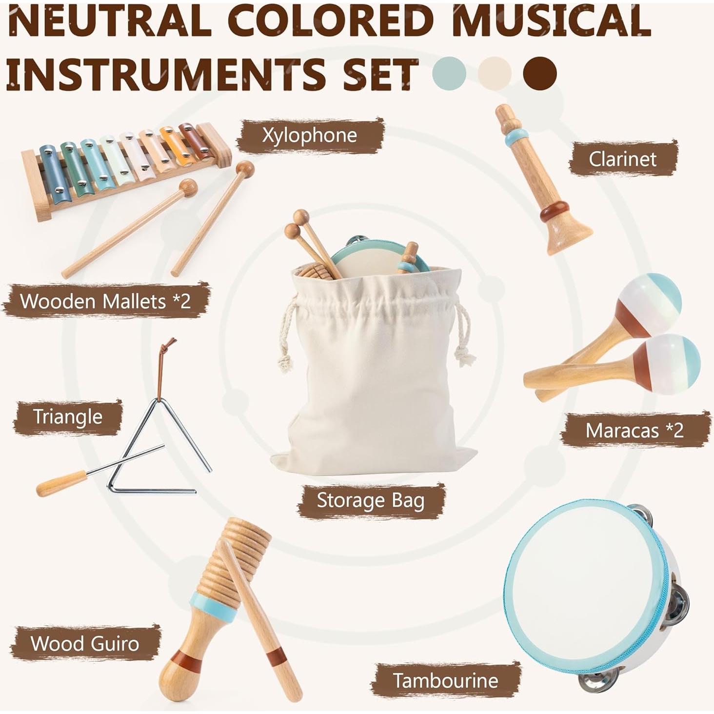 Set de Instrumentos Musicales Montessori ShenZhen 8 en 1 para Bebés