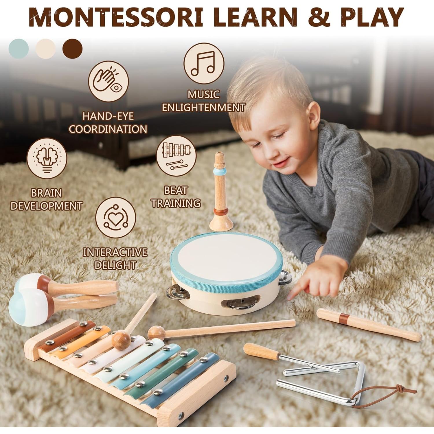 Set de Instrumentos Musicales Montessori ShenZhen 8 en 1 para Bebés