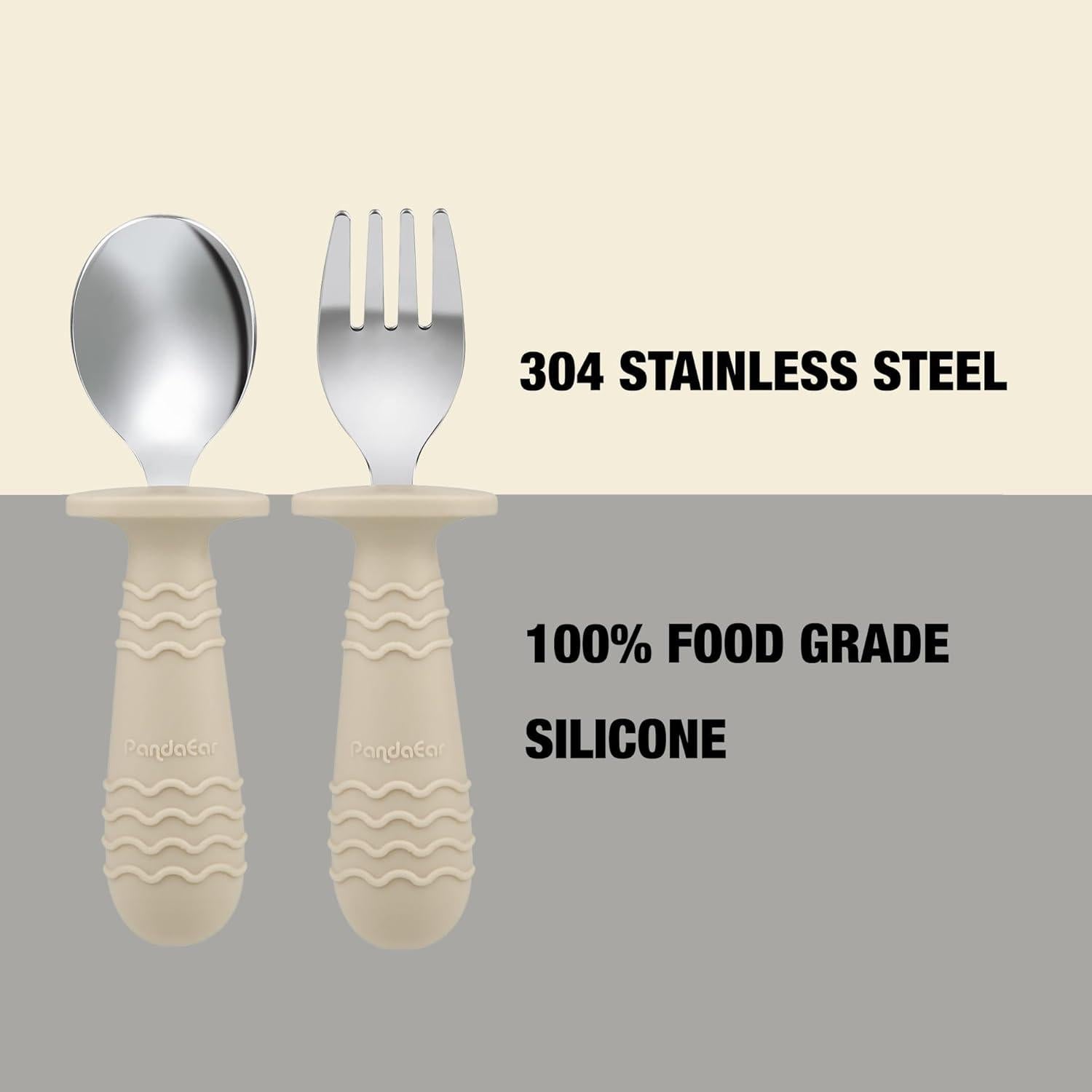 Conjunto de Platos y Utensilios PandaEar para Bebés - Acero Inoxidable