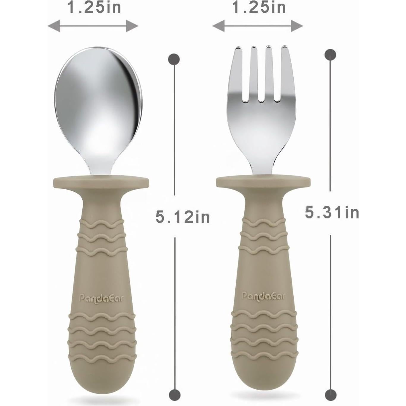 Conjunto de Platos y Utensilios PandaEar para Bebés - Acero Inoxidable