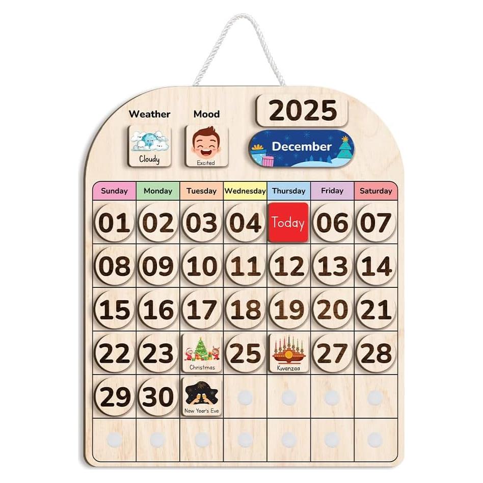 Calendario de Madera Educativo TinyKidz para Niños