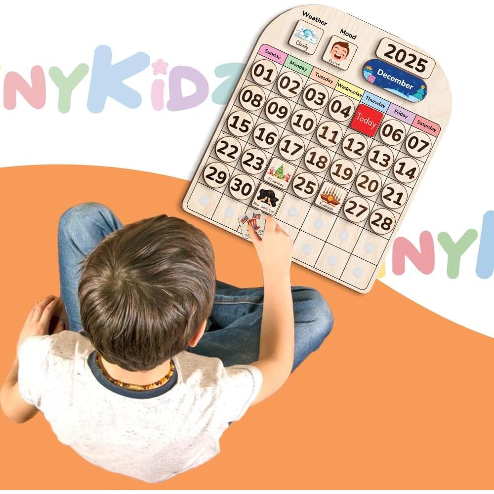 Calendario de Madera Educativo TinyKidz para Niños