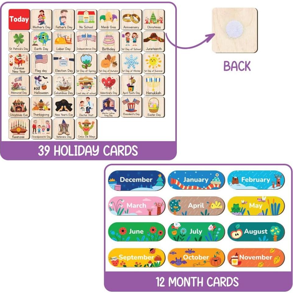 Calendario de Madera Educativo TinyKidz para Niños