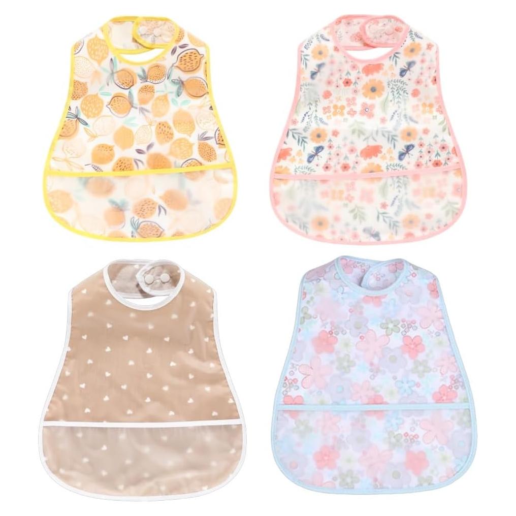 Baberos impermeables NoriNori 4pack para bebés 6-36 meses