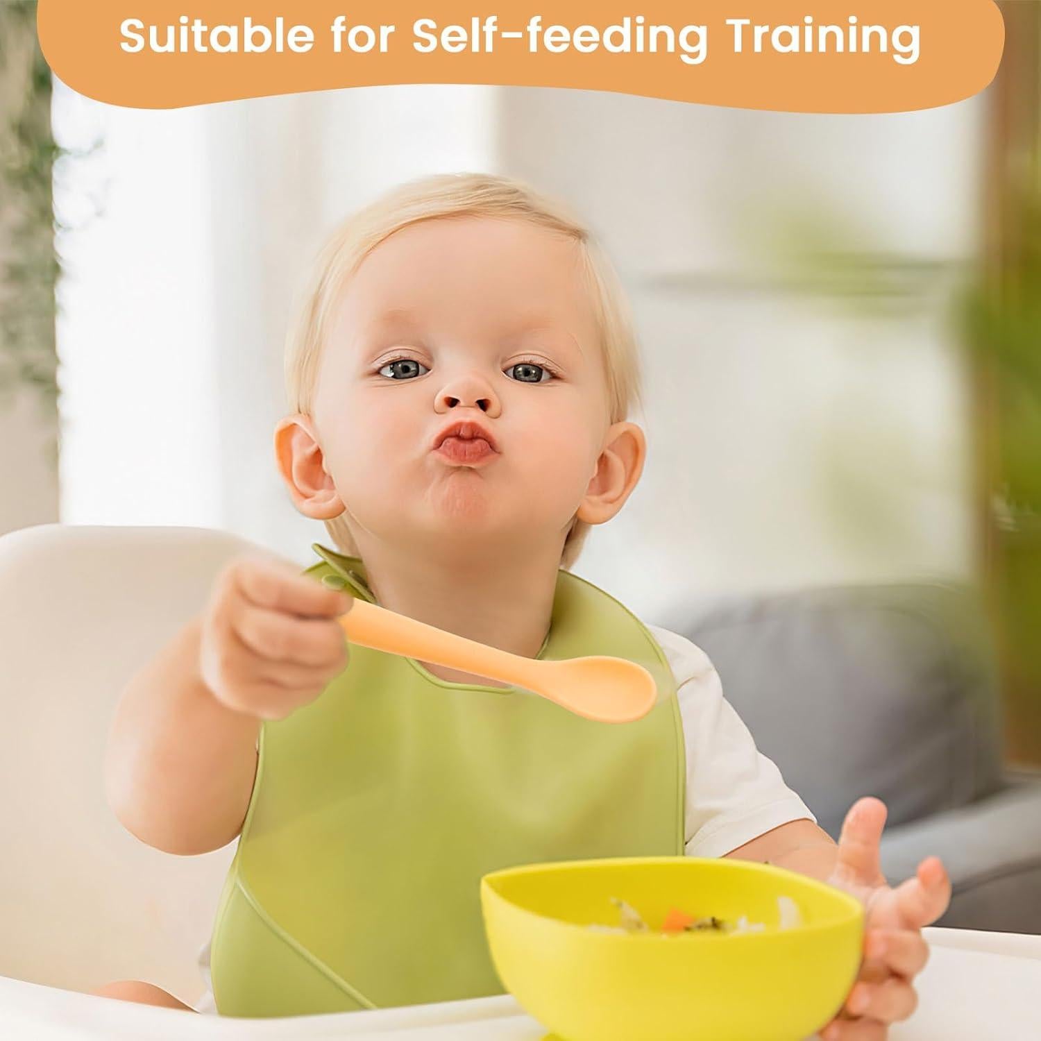 Set de 8 Cucharas de Silicona para Bebés HANSGO - Suaves y Flexibles