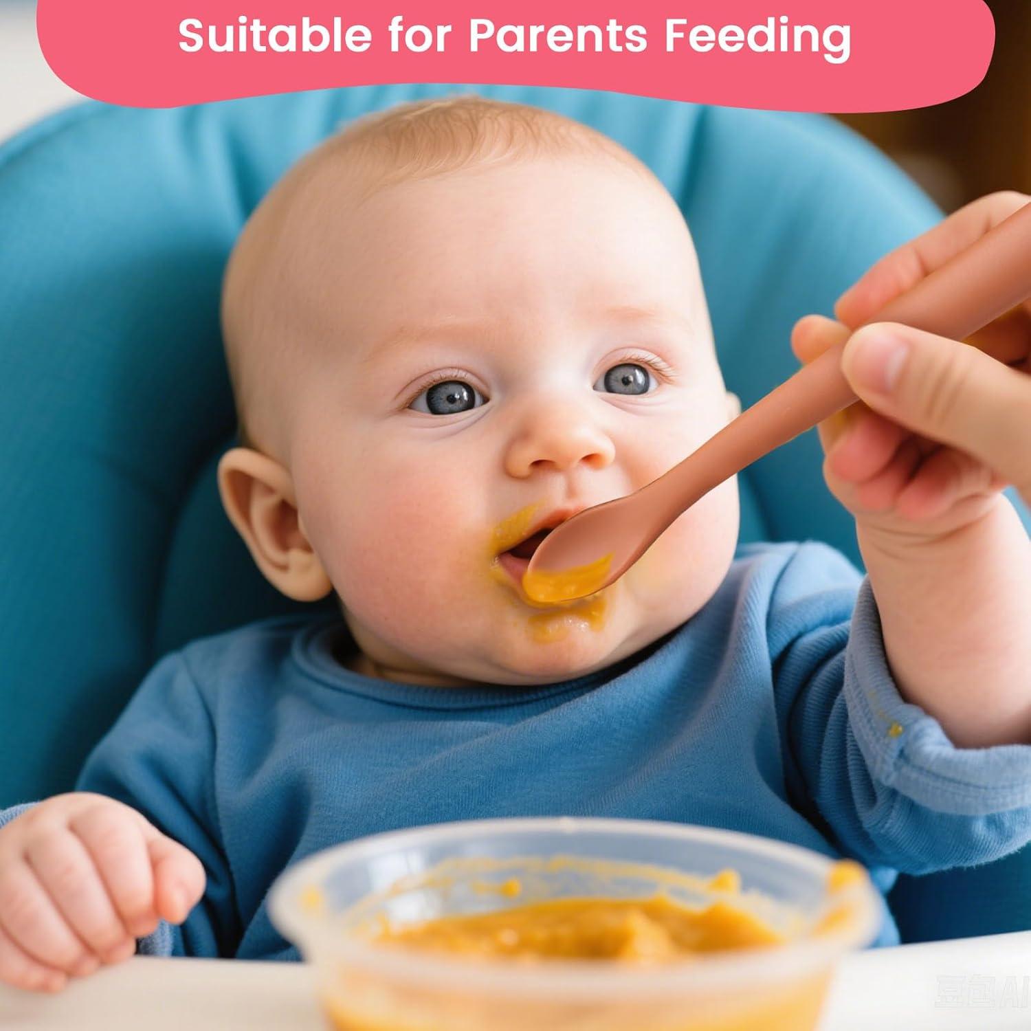 Set de 8 Cucharas de Silicona para Bebés HANSGO - Suaves y Flexibles