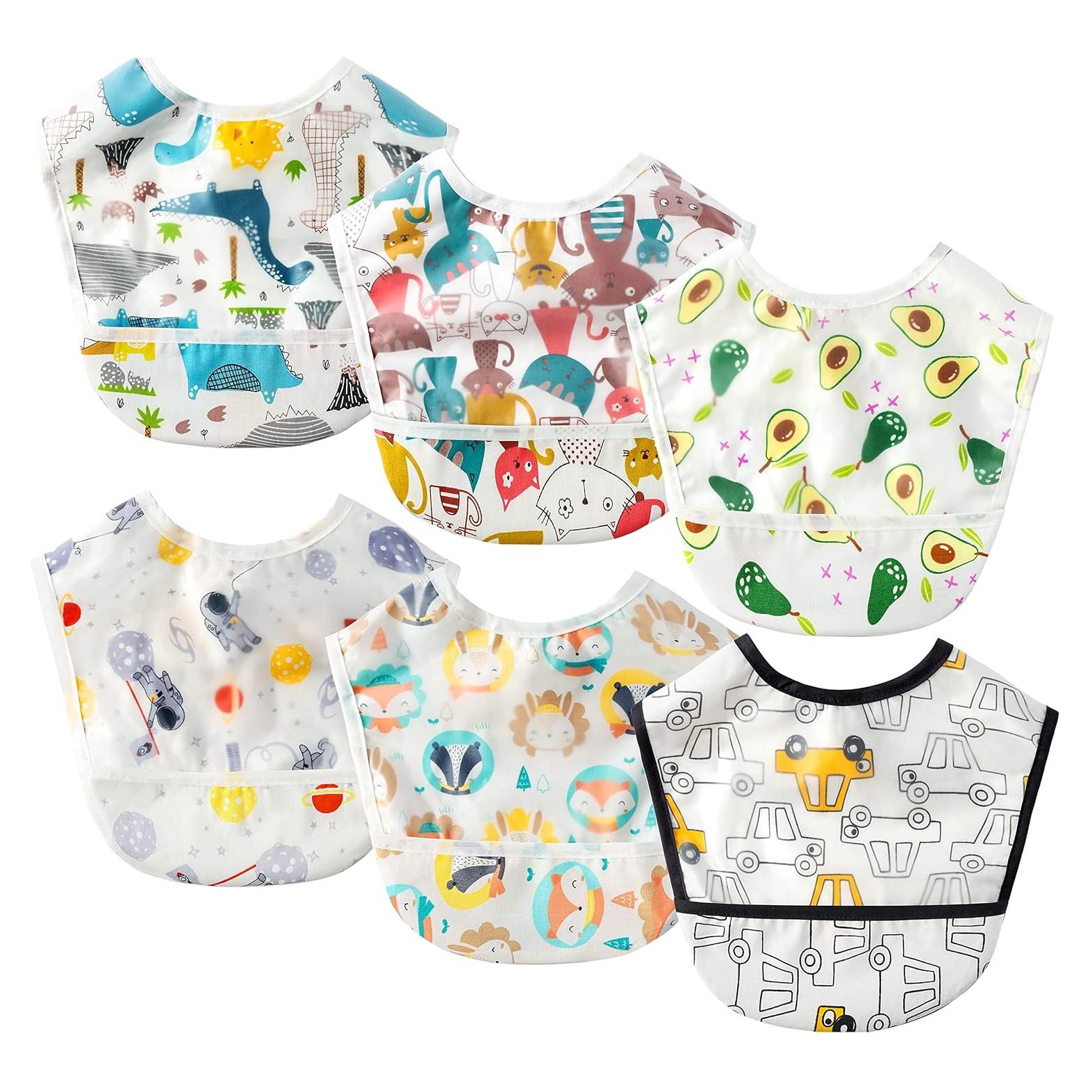 Conjunto de 6 Baberos Impermeables 2ooya para Bebés 6-12 Meses