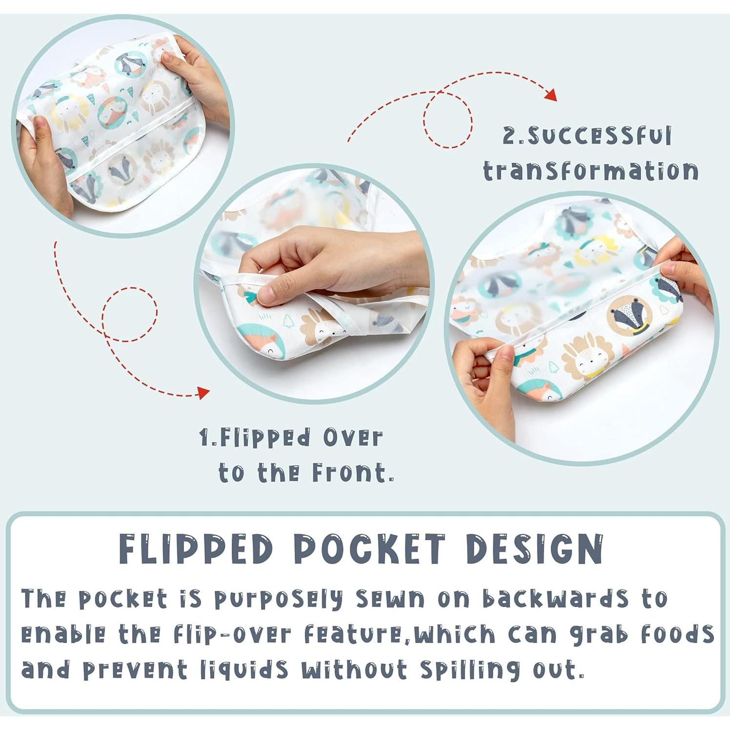 Conjunto de 6 Baberos Impermeables 2ooya para Bebés 6-12 Meses