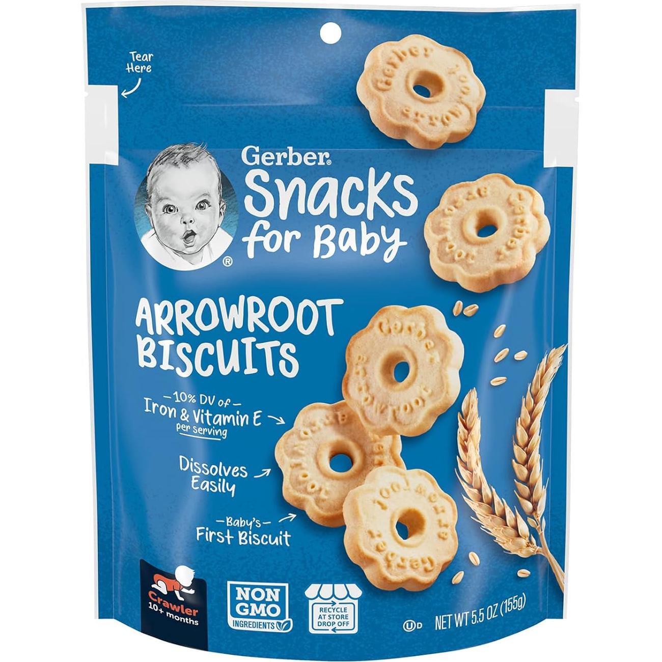 Galletas de Arrowroot Gerber 155.9g Paquete de 4 Bebés