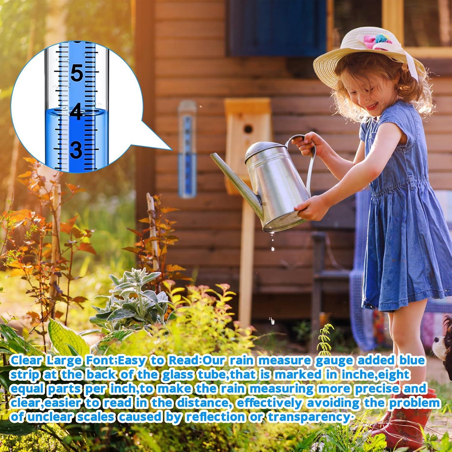 Pluviómetro Exterior Timenued 17.78 cm con Soporte Acero Inoxidable