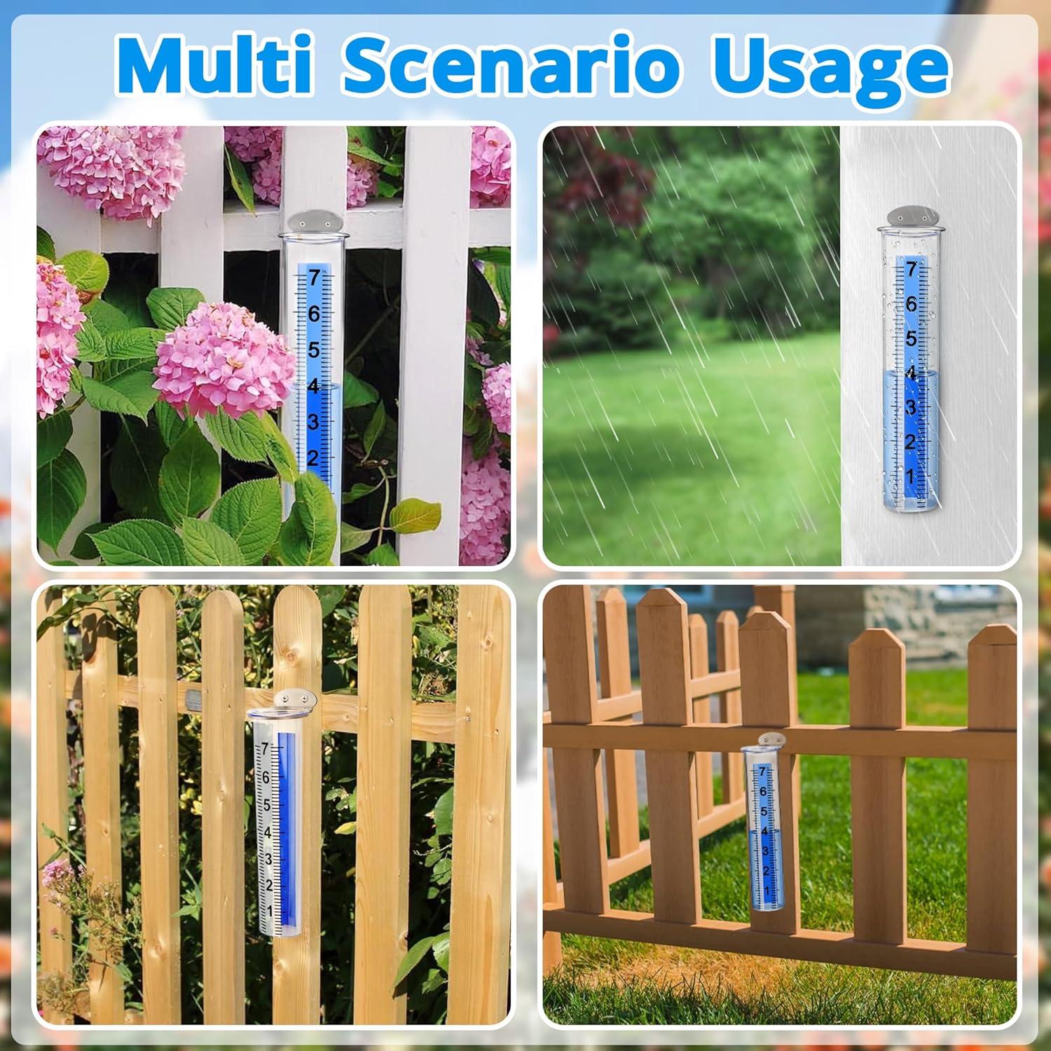 Pluviómetro Exterior Timenued 17.78 cm con Soporte Acero Inoxidable