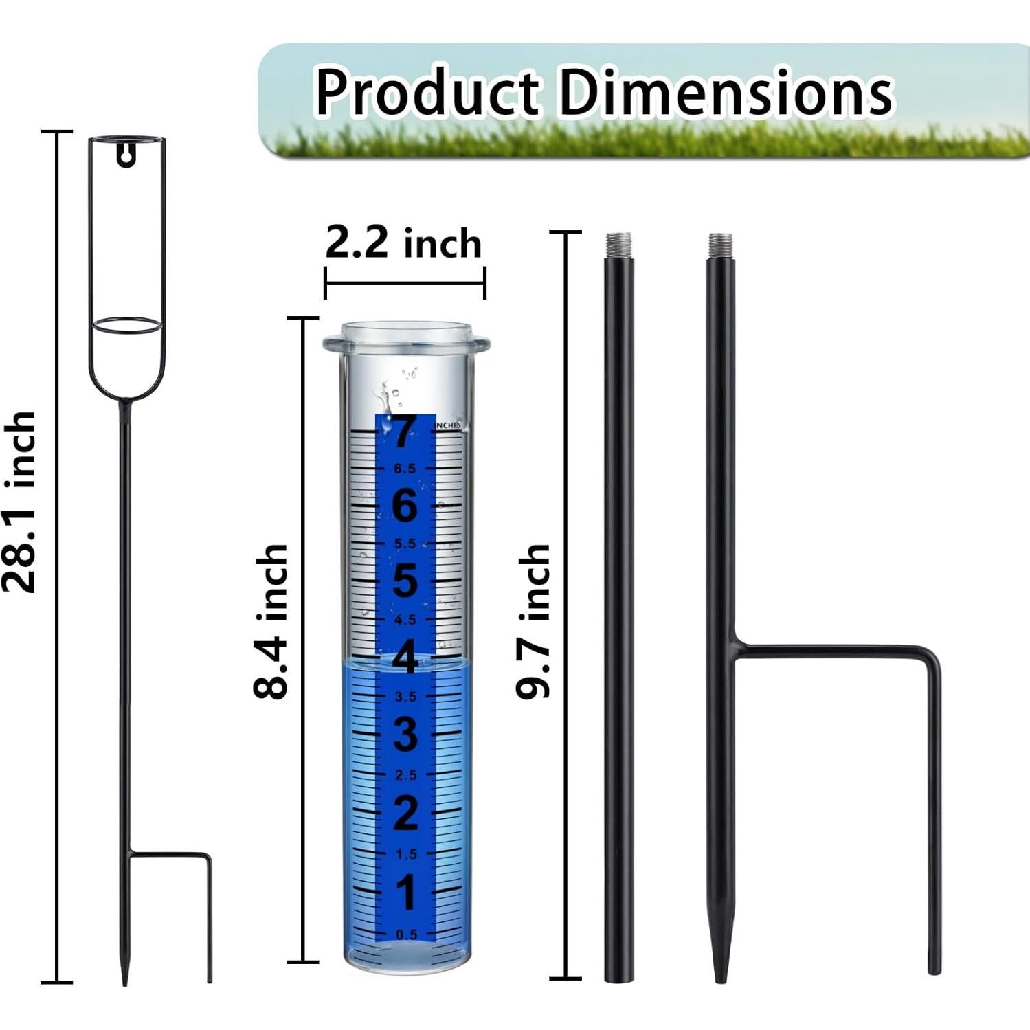 Pluviómetro Ajustable Ricihene-ATCH 73.66 cm para Jardín