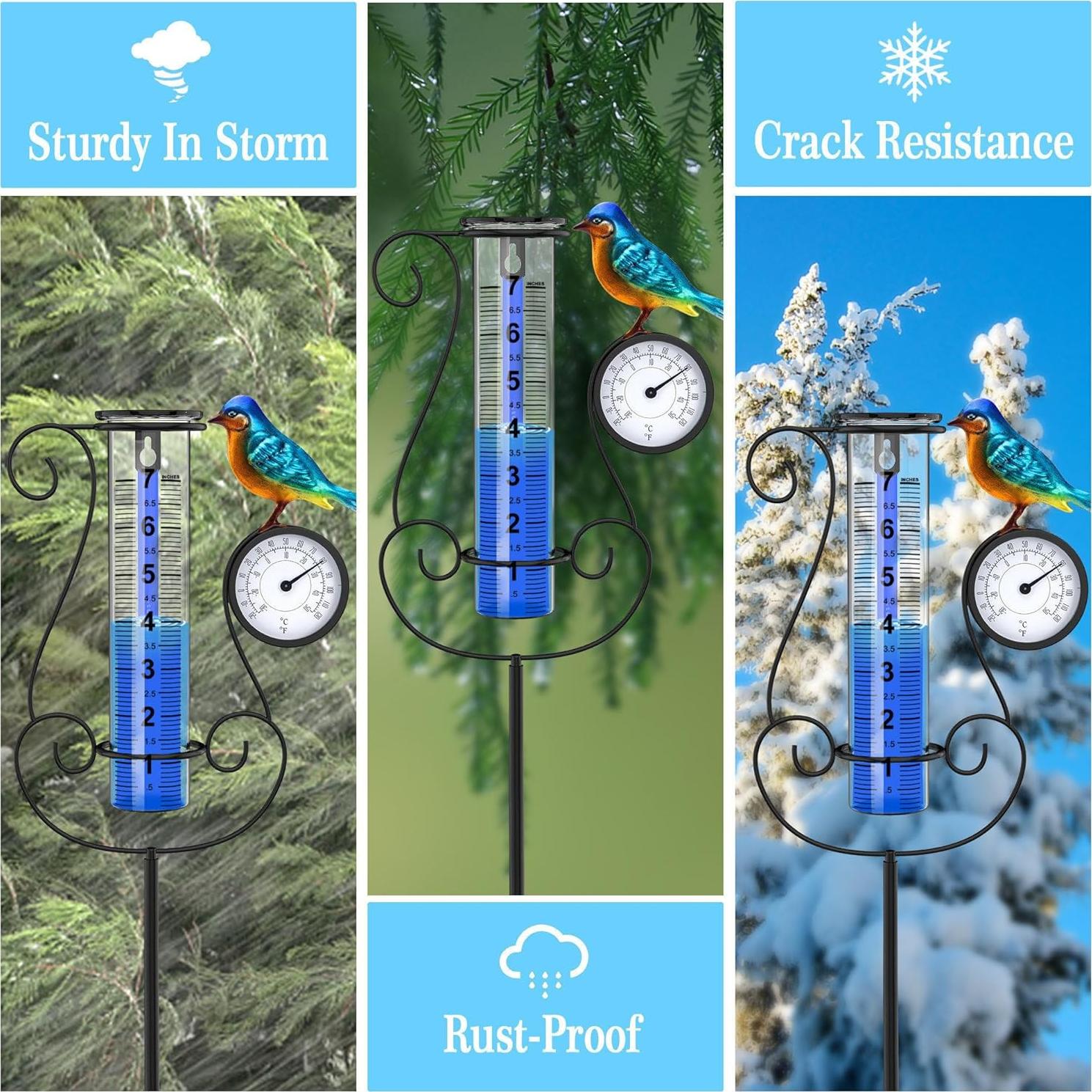 Pluviómetro Digital Grande Rose Manor con Termómetro y Higrómetro