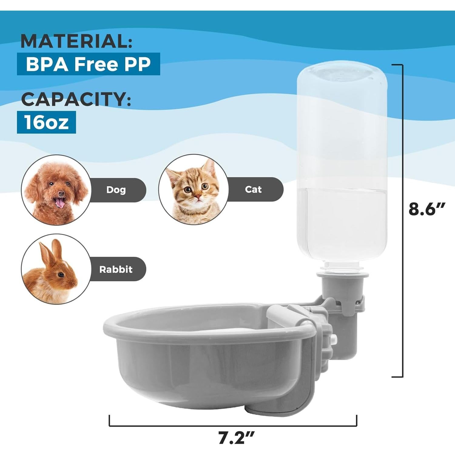 Dispensador de Agua para Mascotas VANNON 480ml Antidesbordamiento