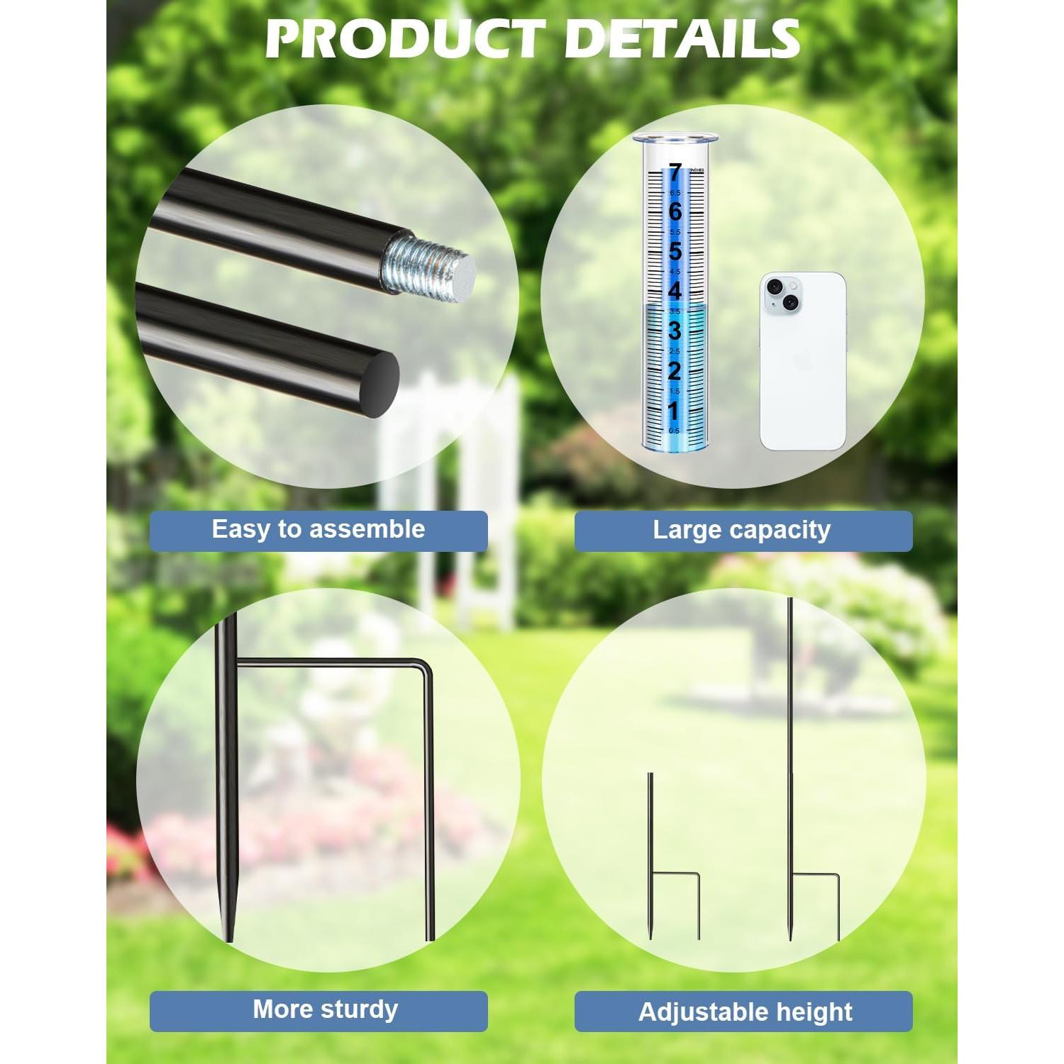 Medidor de Lluvia GDSZDDXX 17.78 cm Ajustable para Jardín