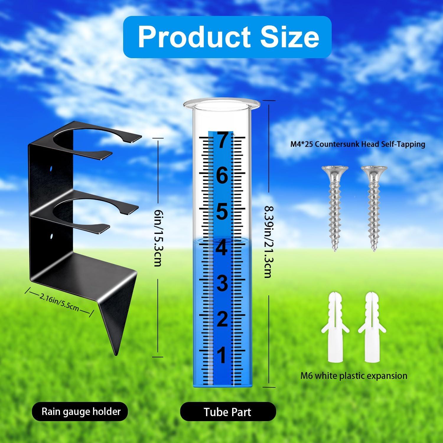 Pluviómetro Exterior Timenued 7" (17.78 cm) con Soporte Acero Inoxidable