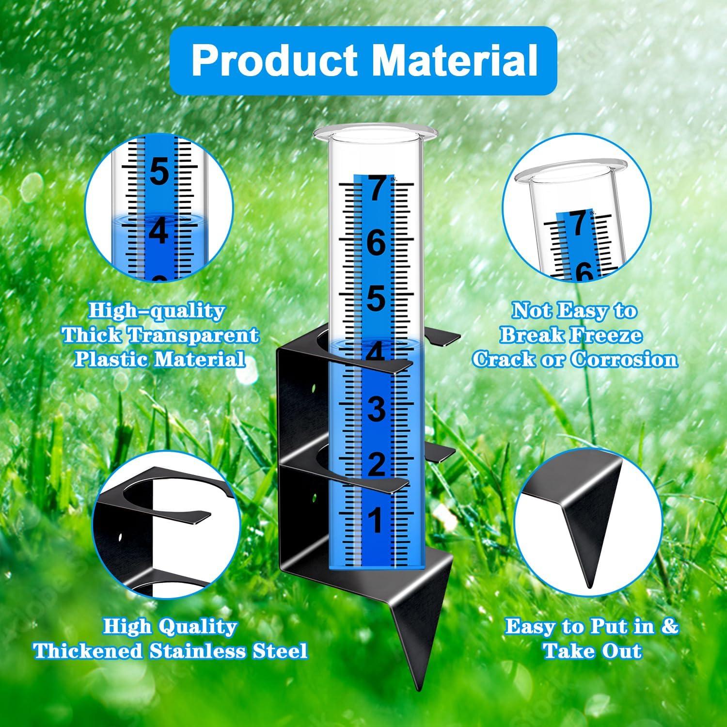 Pluviómetro Exterior Timenued 7" (17.78 cm) con Soporte Acero Inoxidable