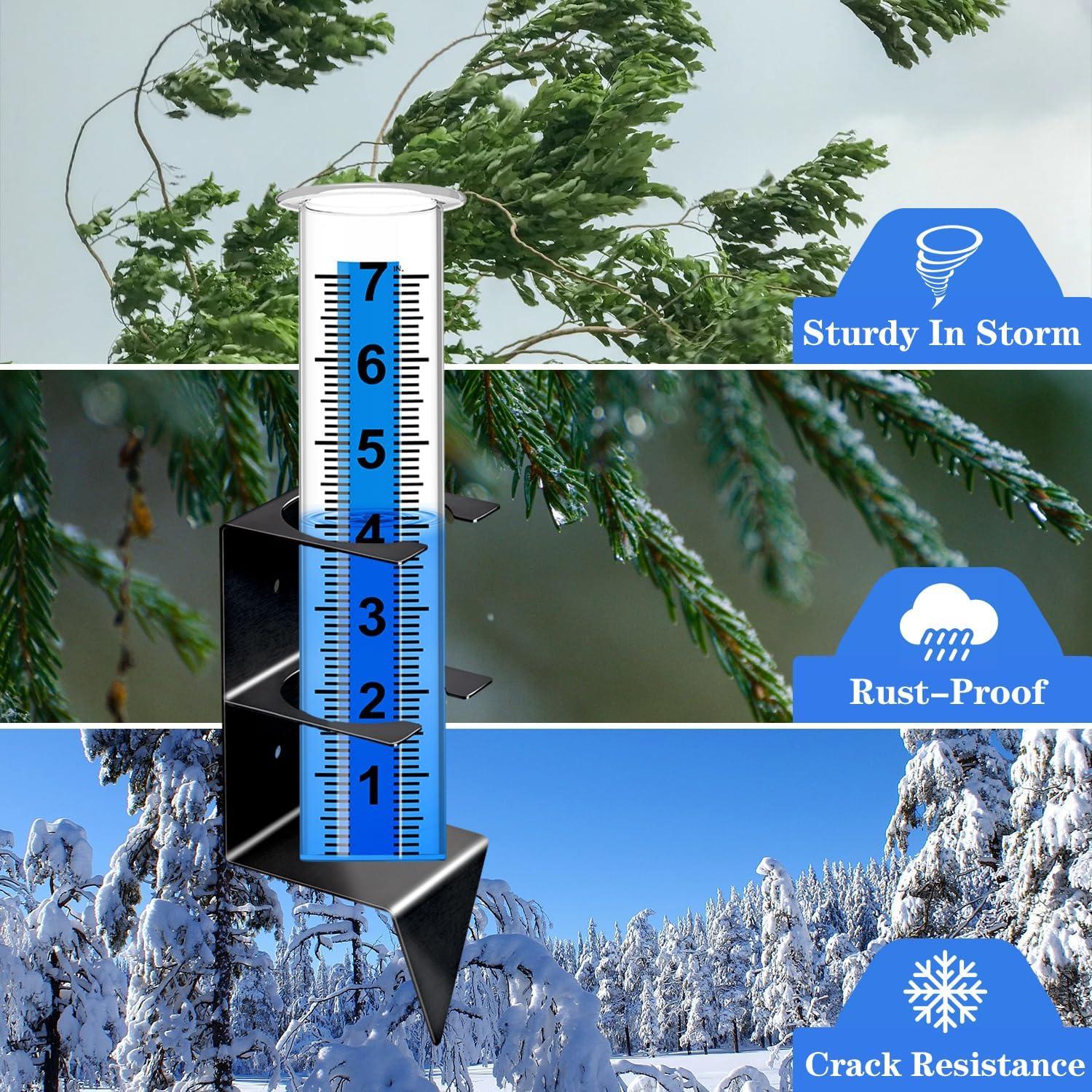 Pluviómetro Exterior Timenued 7" (17.78 cm) con Soporte Acero Inoxidable