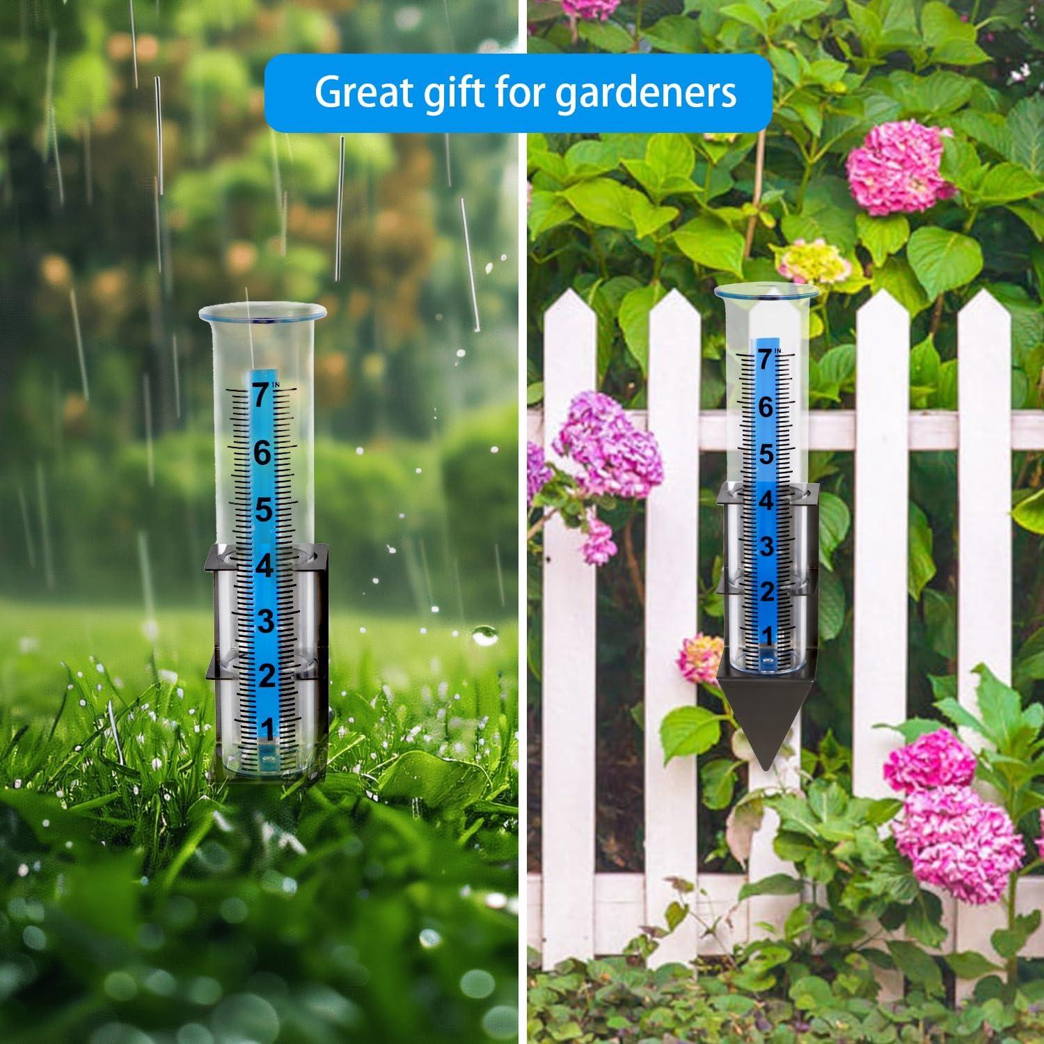 Pluviómetro Exterior Timenued 7" (17.78 cm) con Soporte Acero Inoxidable