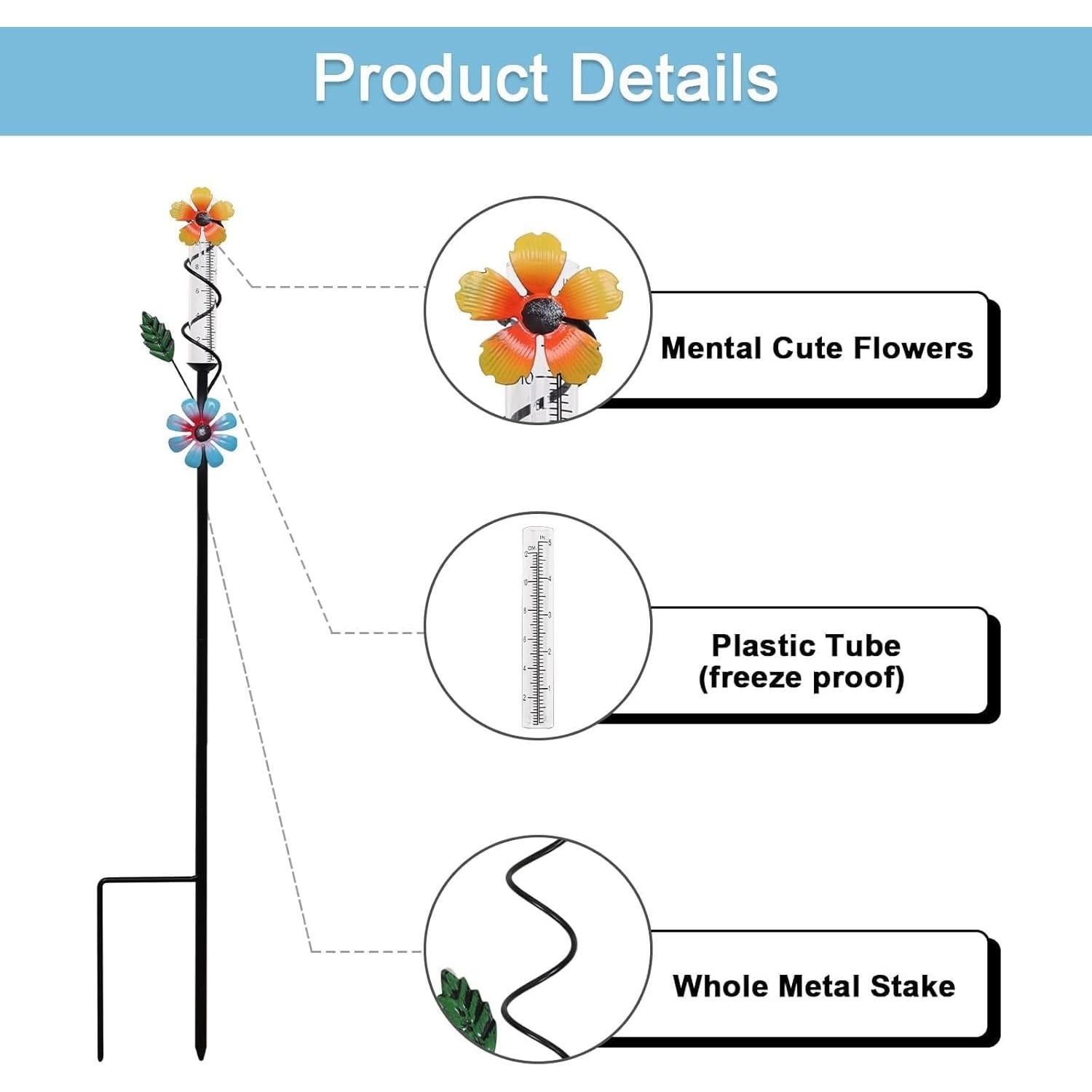 Medidor de Lluvia ESTTOP para Jardín con Flores - 12.7 cm