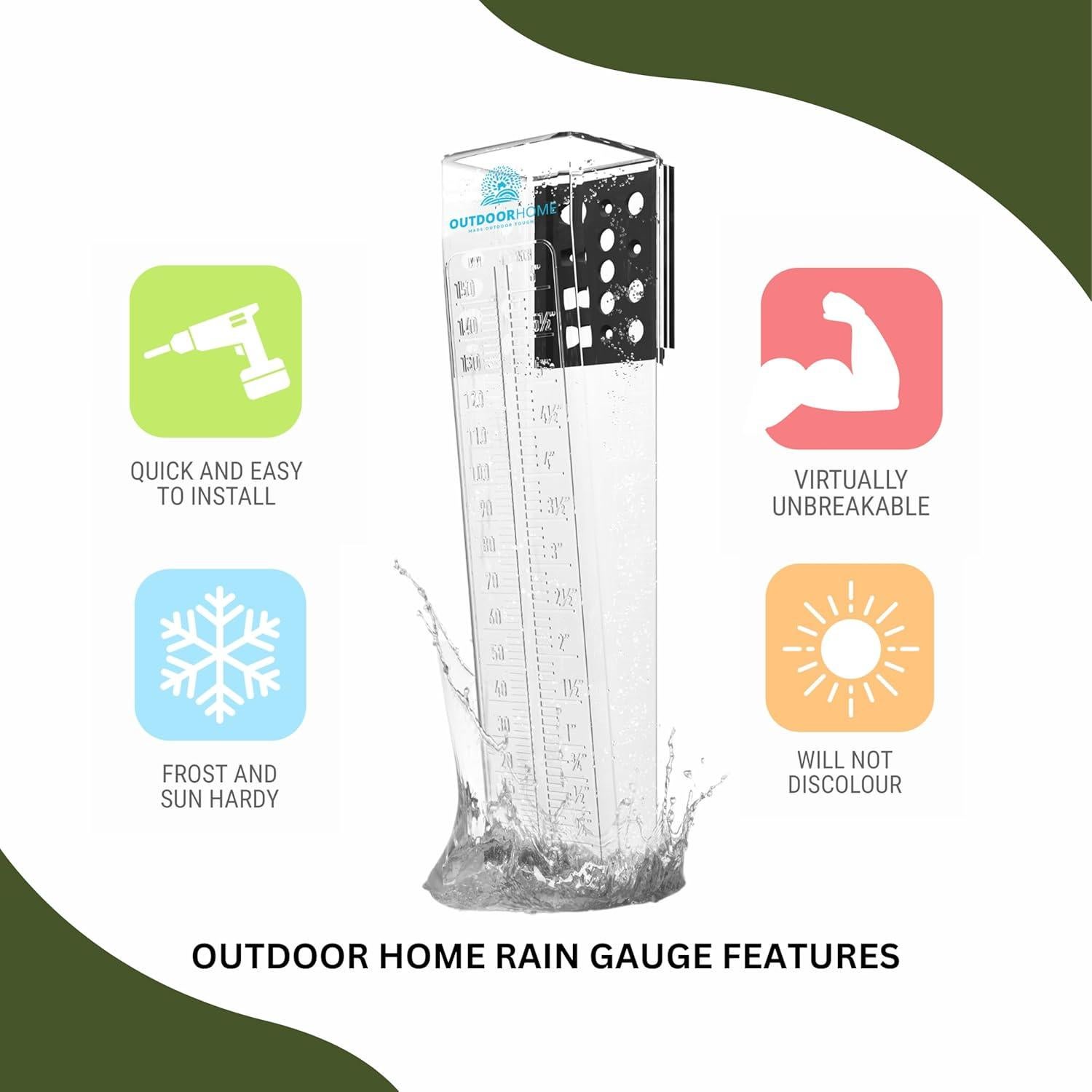 Pluviómetro Outdoor Home 150 mm Resistente para Jardín