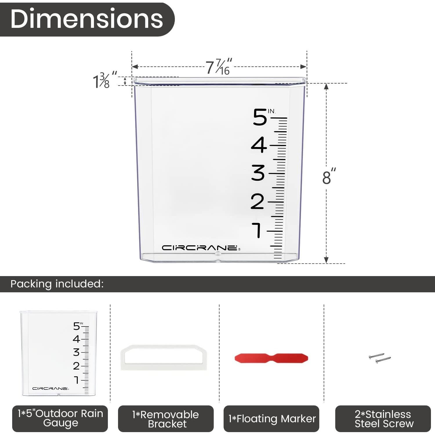 Medidor de Lluvia Circrane 0.31 kg Trapezoidal Exterior