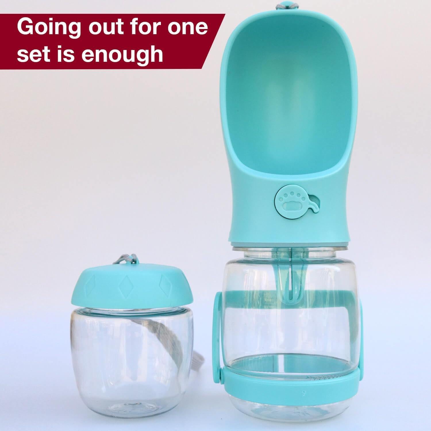 Botella de Agua para Perros Frxat 12oz (350ml) Azul con Snack