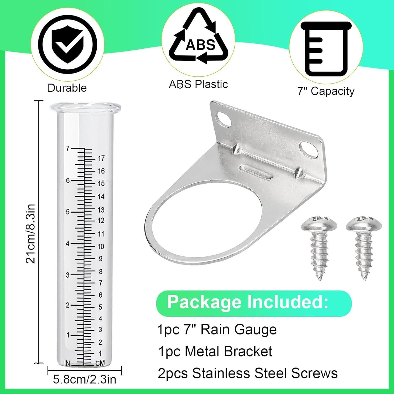 Medidor de lluvia exterior FWUNYVN 21x5.8cm con soporte acero