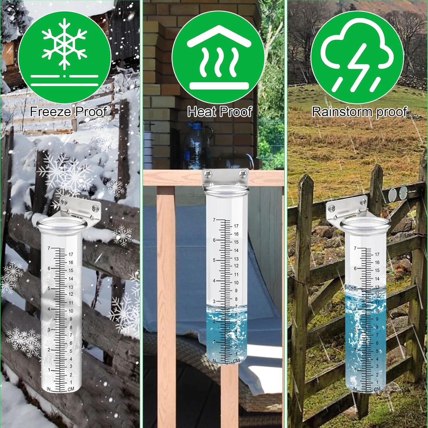 Medidor de lluvia exterior FWUNYVN 21x5.8cm con soporte acero