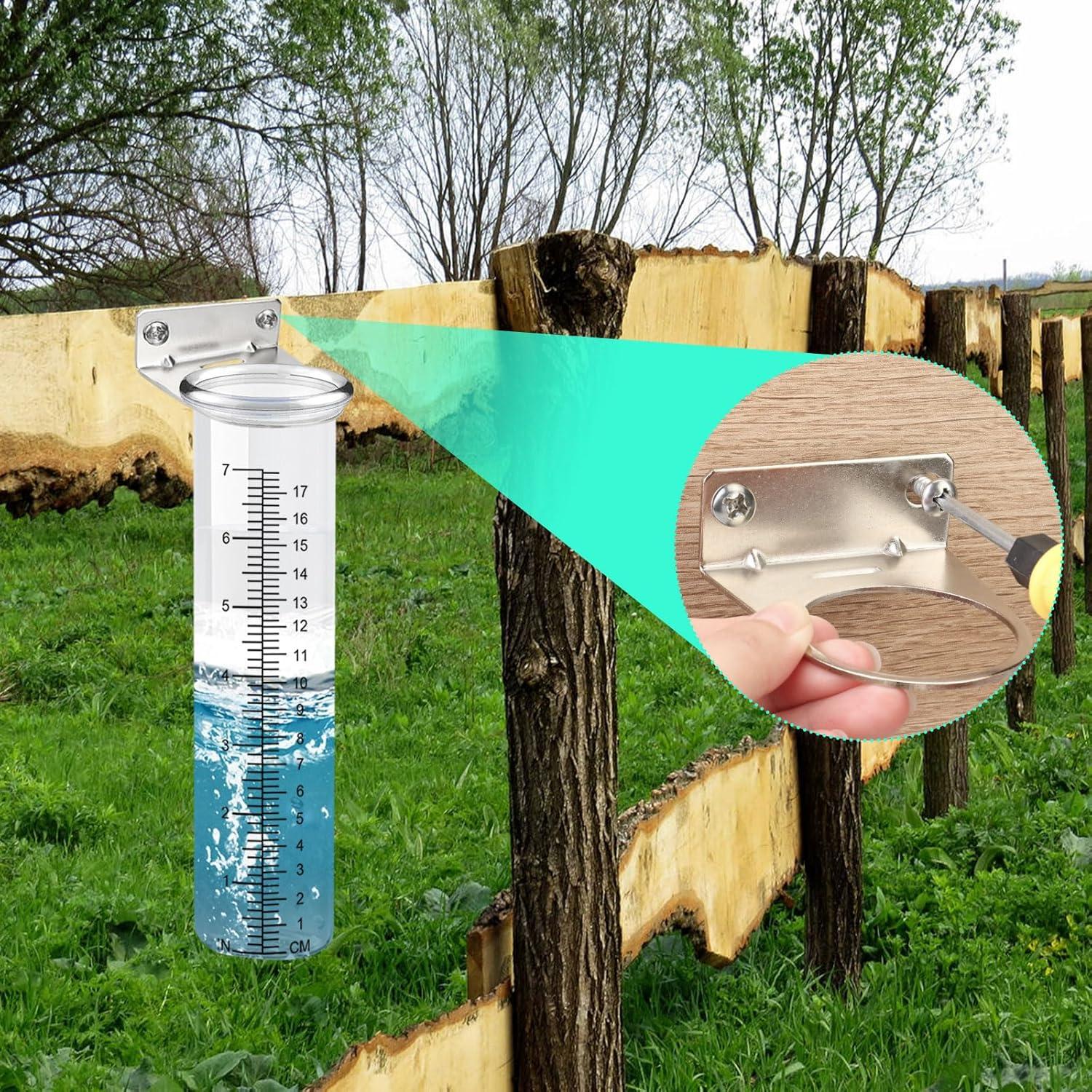 Medidor de lluvia exterior FWUNYVN 21x5.8cm con soporte acero