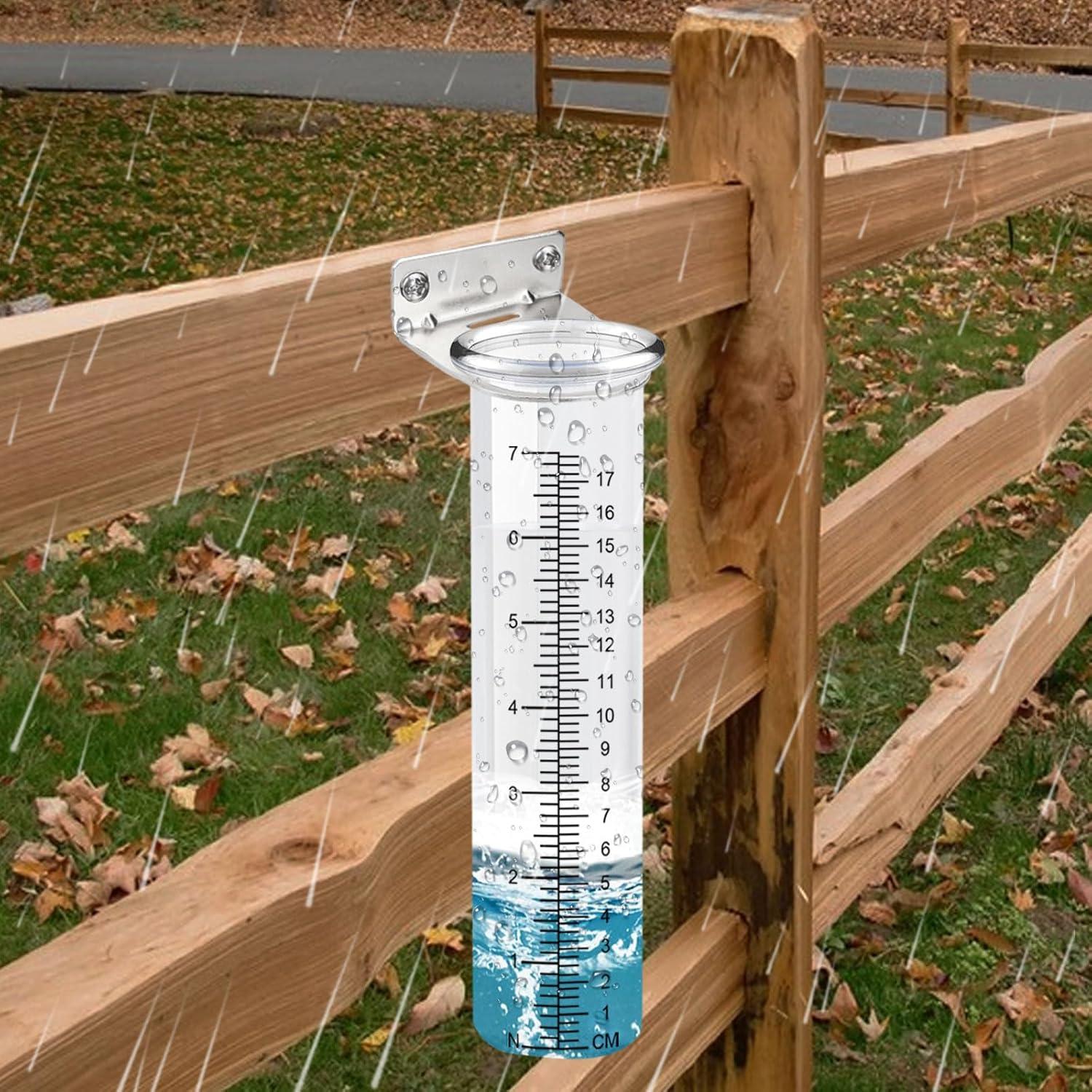 Medidor de lluvia exterior FWUNYVN 21x5.8cm con soporte acero