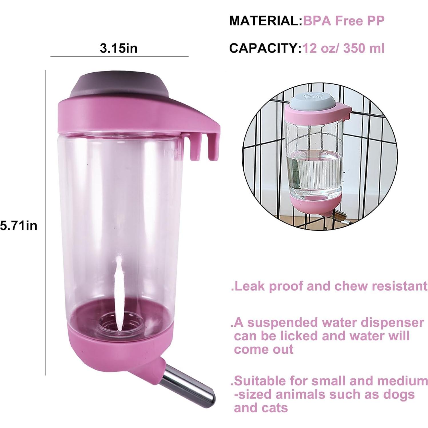 Botella de Agua para Perros DEEUCHIS 350ML Rosa Sin Goteo