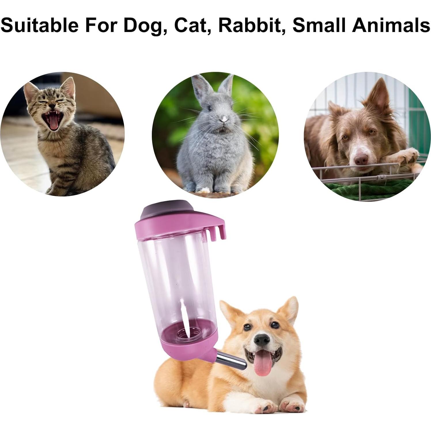 Botella de Agua para Perros DEEUCHIS 350ML Rosa Sin Goteo