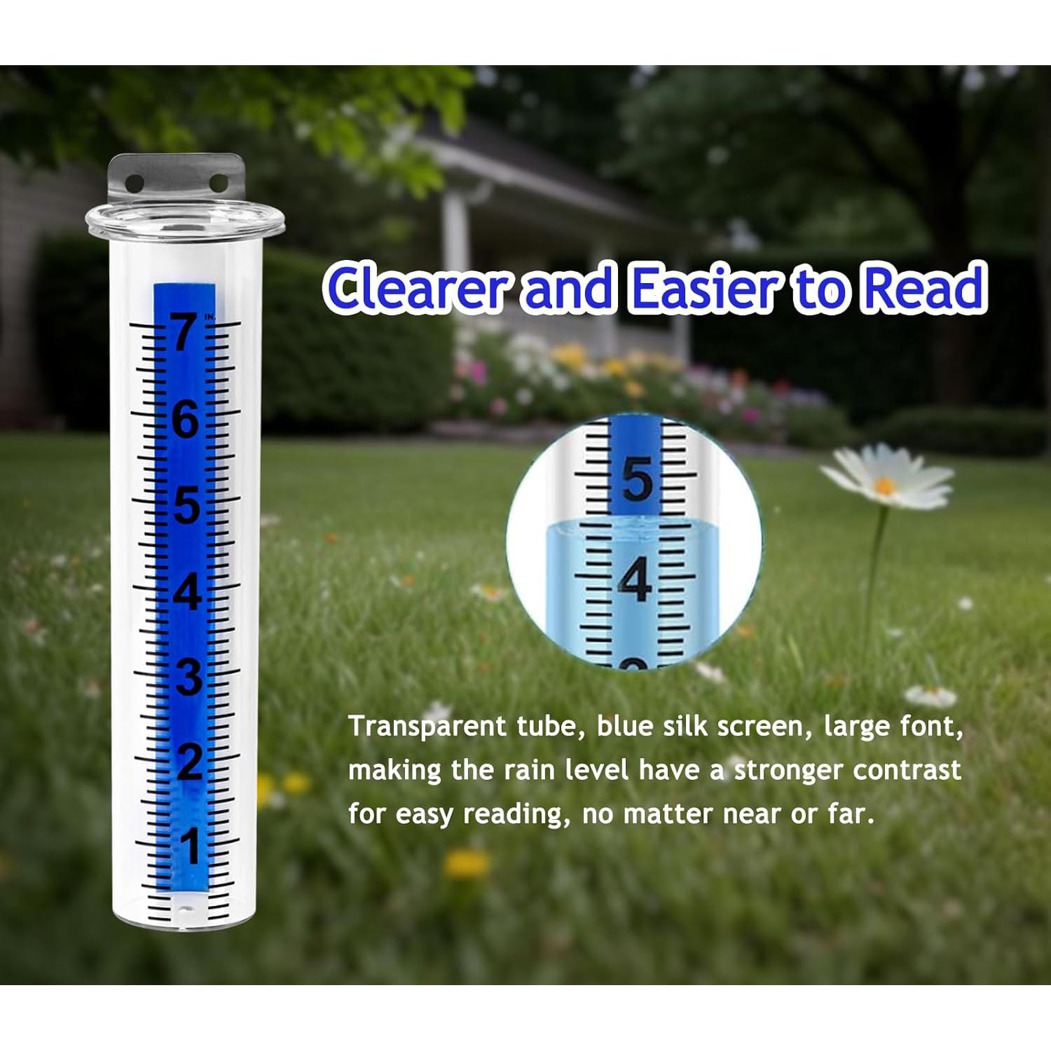 Juego de 2 Pluviómetros Transparentes xrc con Soporte Acero Inoxidable