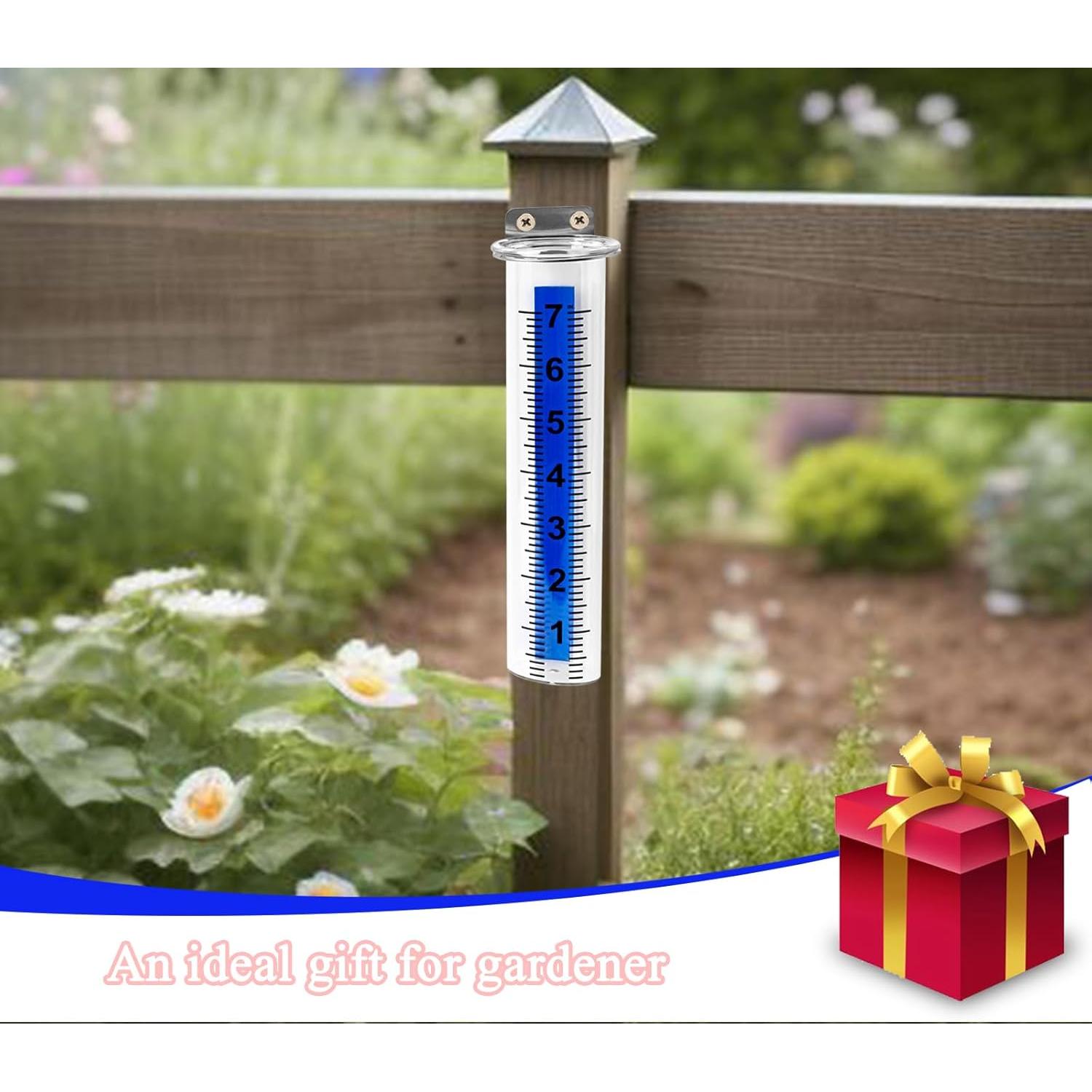 Juego de 2 Pluviómetros Transparentes xrc con Soporte Acero Inoxidable