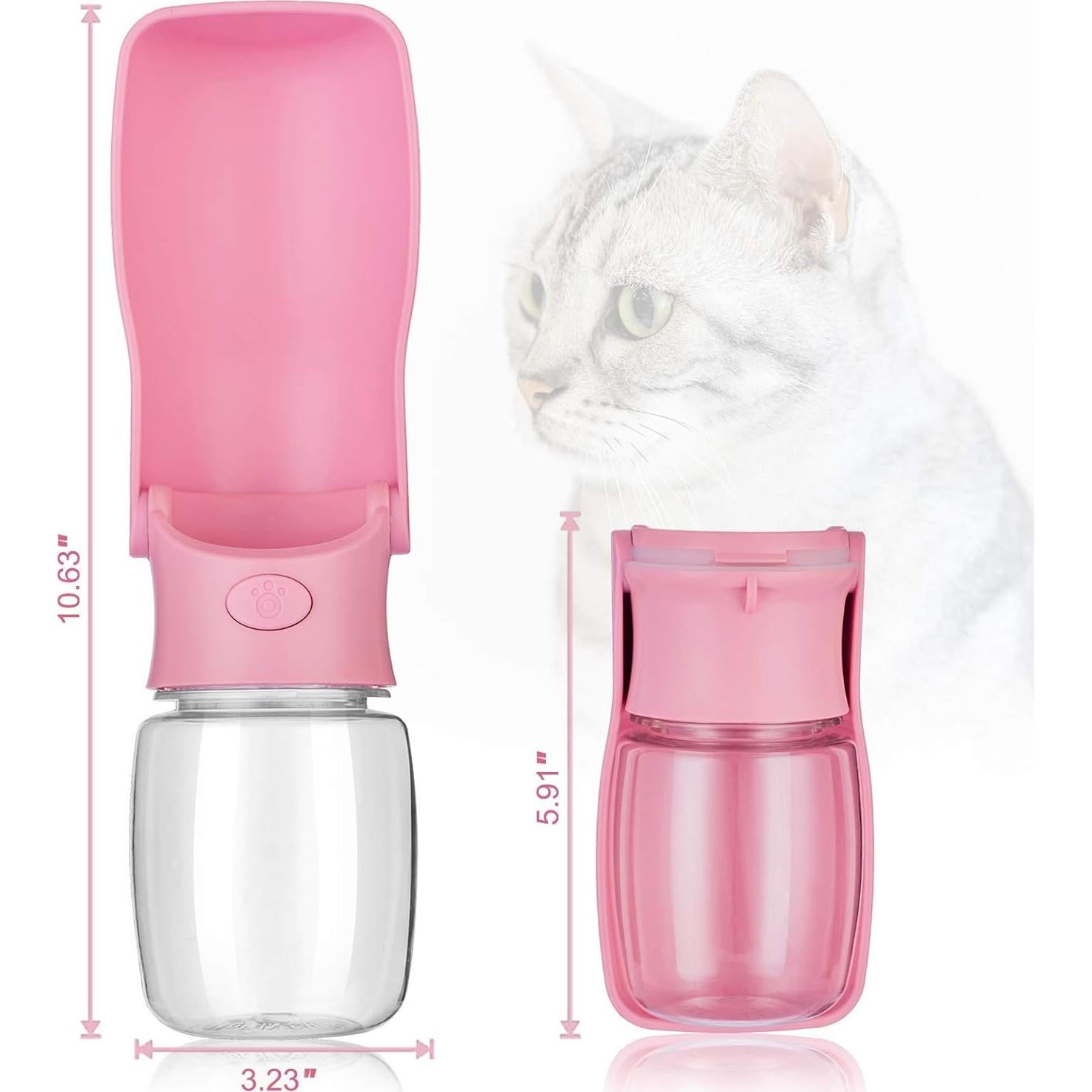 Botella de Agua Plegable AIKIDS 550ml Rosa para Perros y Gatos