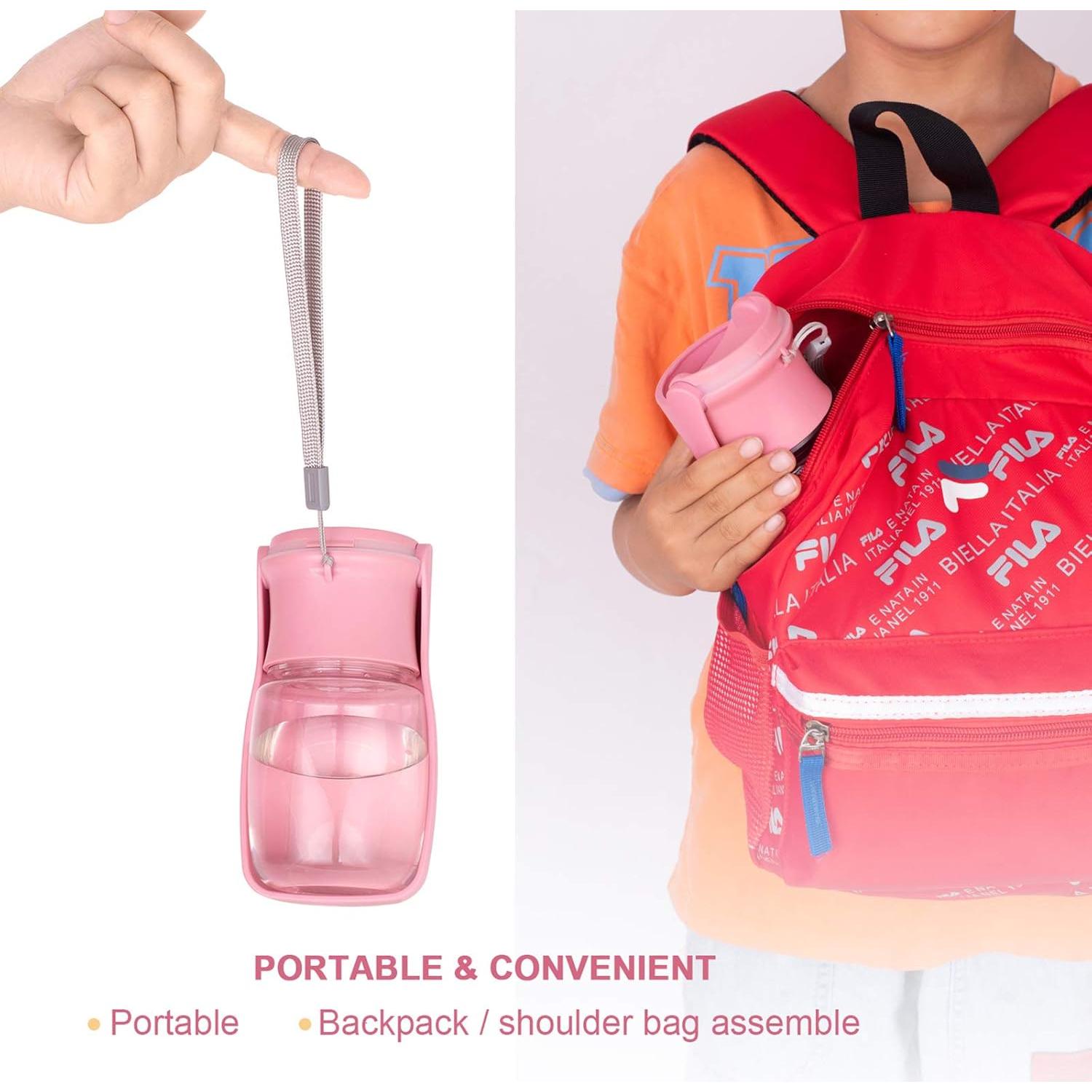 Botella de Agua Plegable AIKIDS 550ml Rosa para Perros y Gatos