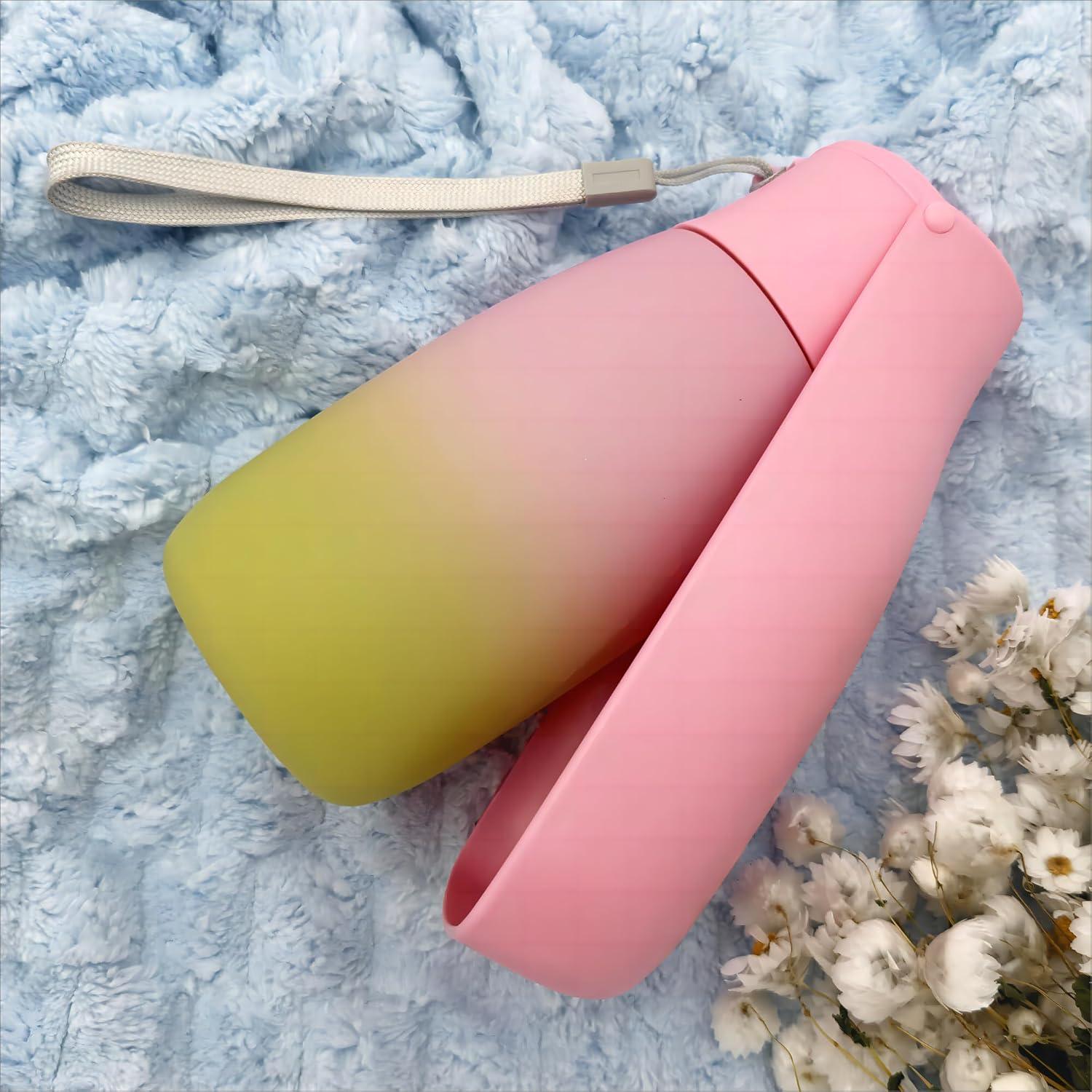 Botella de Agua para Perros Mitocapy 550ml Plegable Rosa Verde