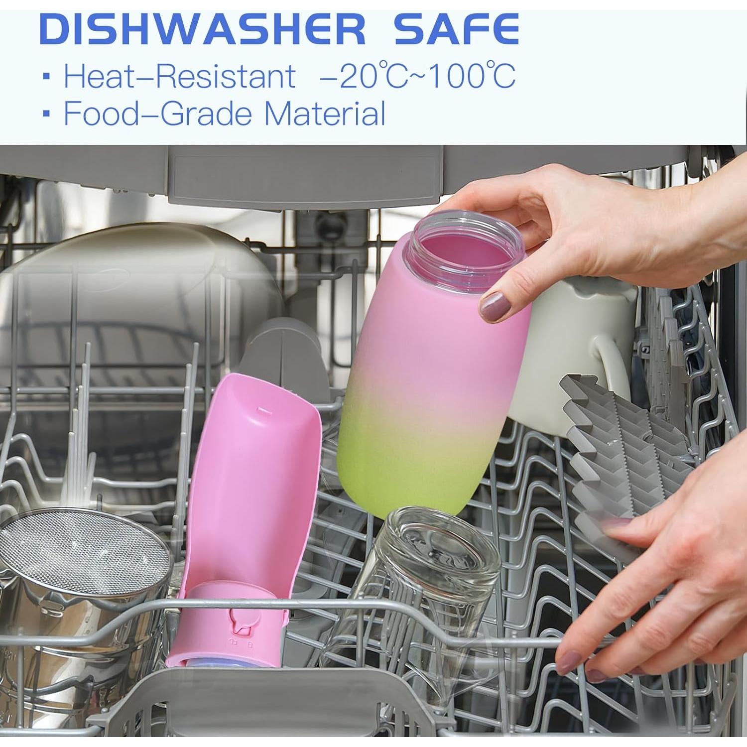 Botella de Agua para Perros Mitocapy 550ml Plegable Rosa Verde