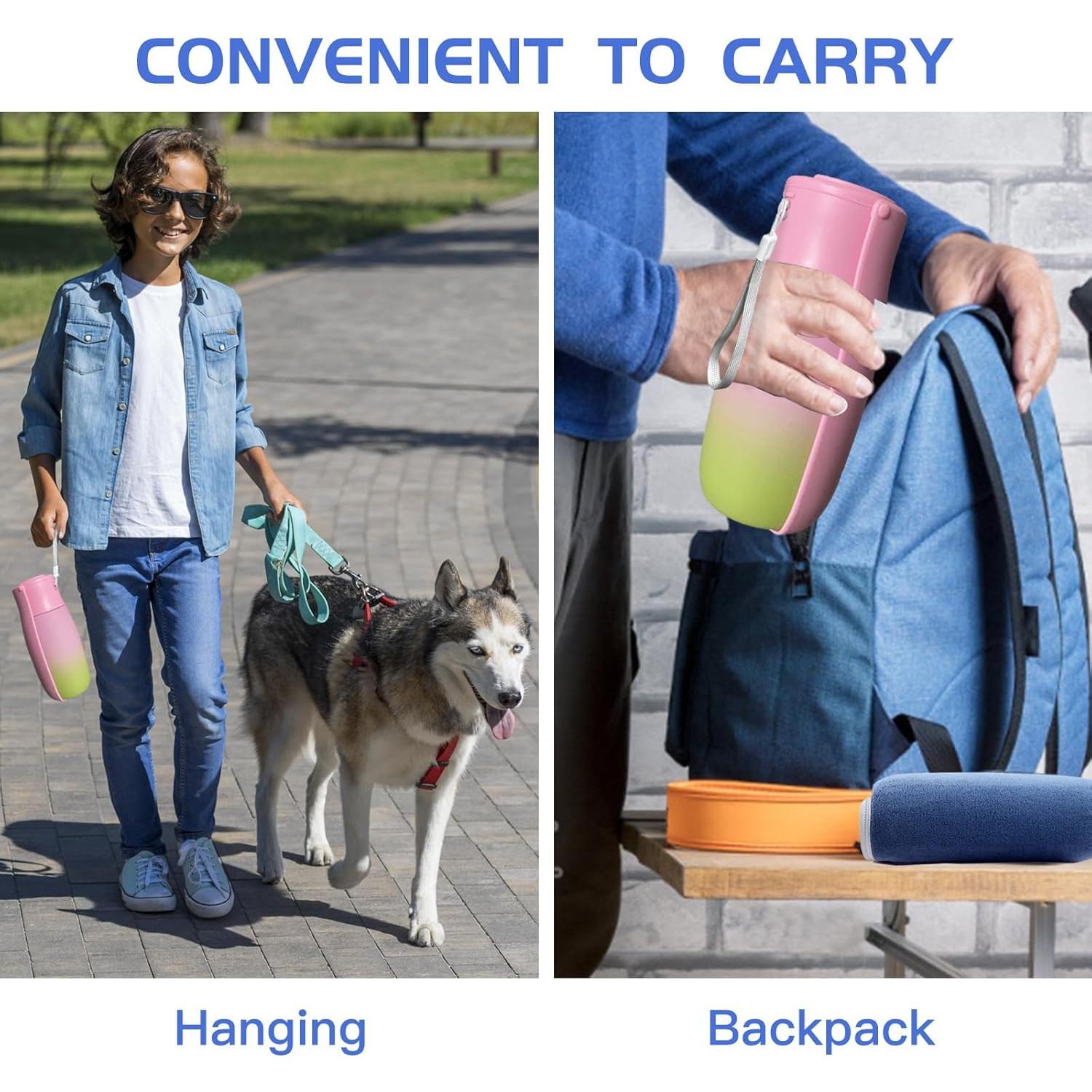 Botella de Agua para Perros Mitocapy 550ml Plegable Rosa Verde