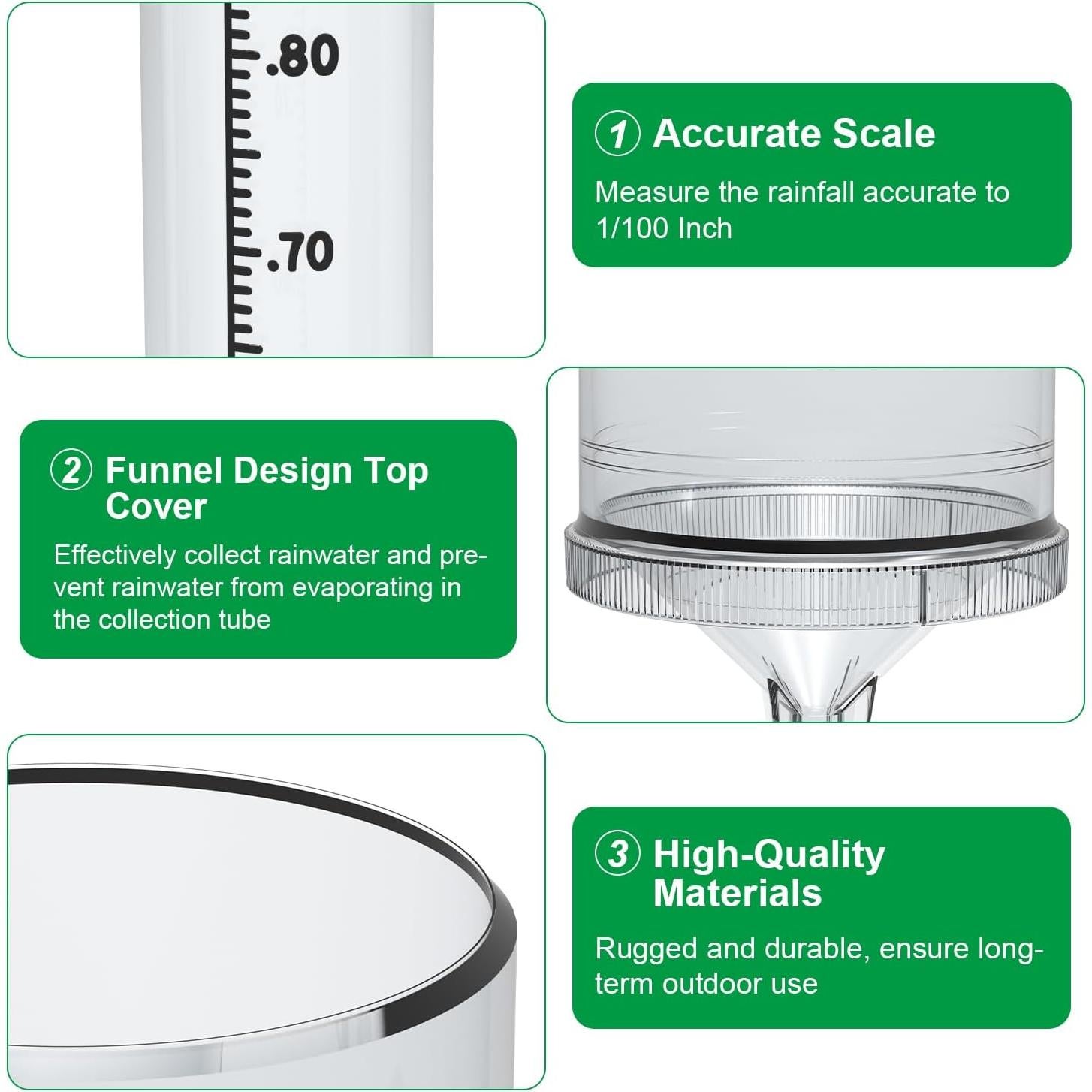 Pluviómetro Exterior Zylaer 0.01 mm Preciso con Soporte