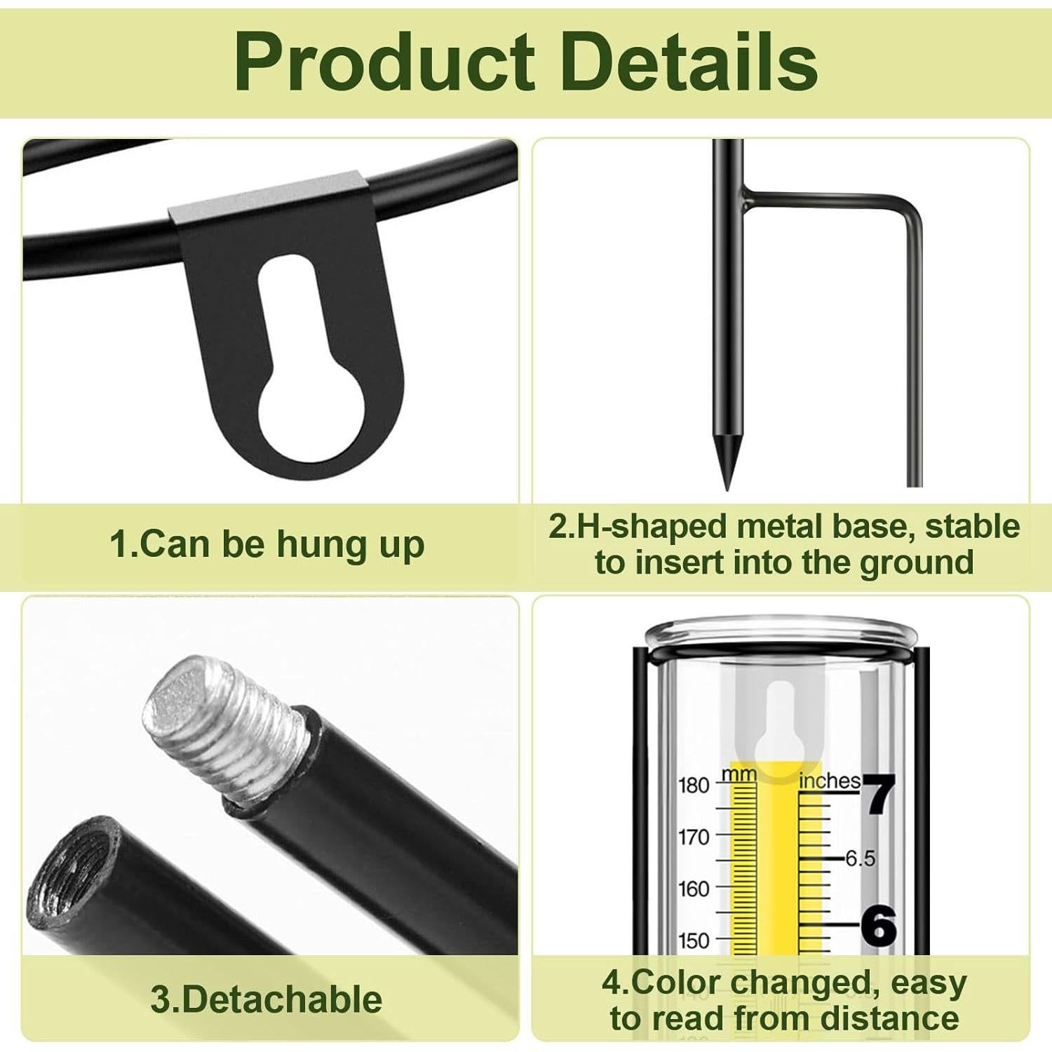 Pluviometro Exterior Remiawy Ajustable 93.98 cm Amarillo