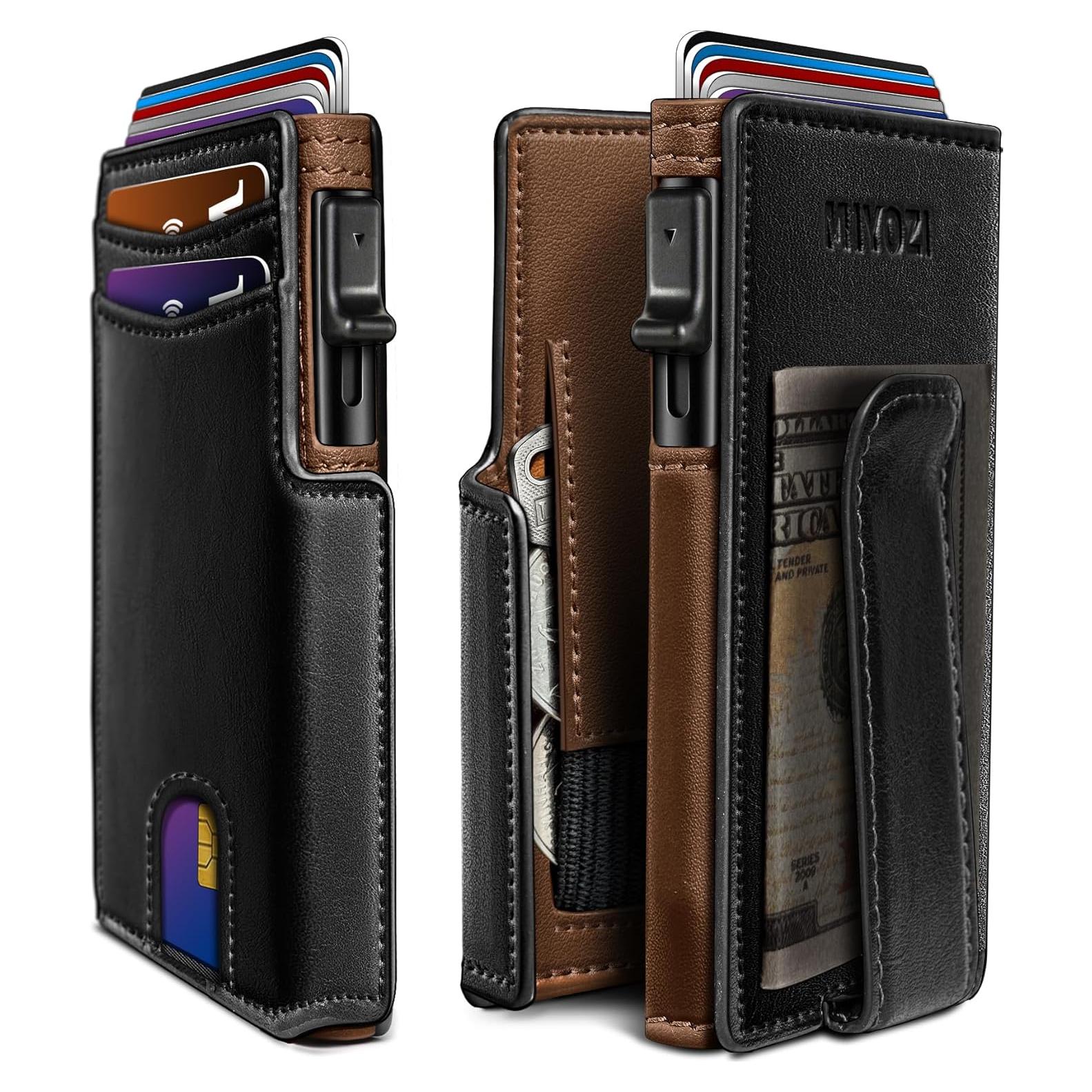 Billetera delgada para hombres RFID con clip y bolsillo monedas