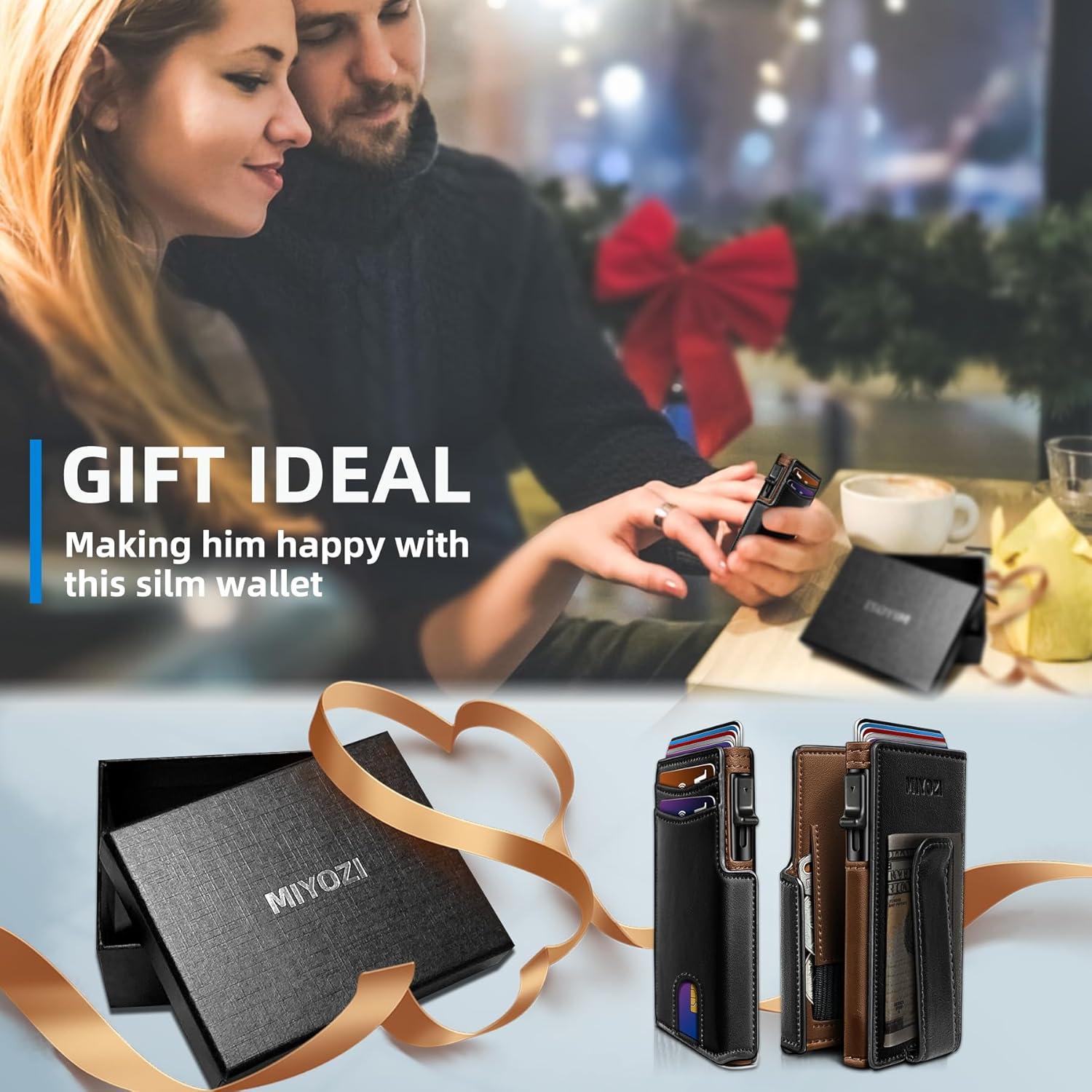 Billetera delgada para hombres RFID con clip y bolsillo monedas