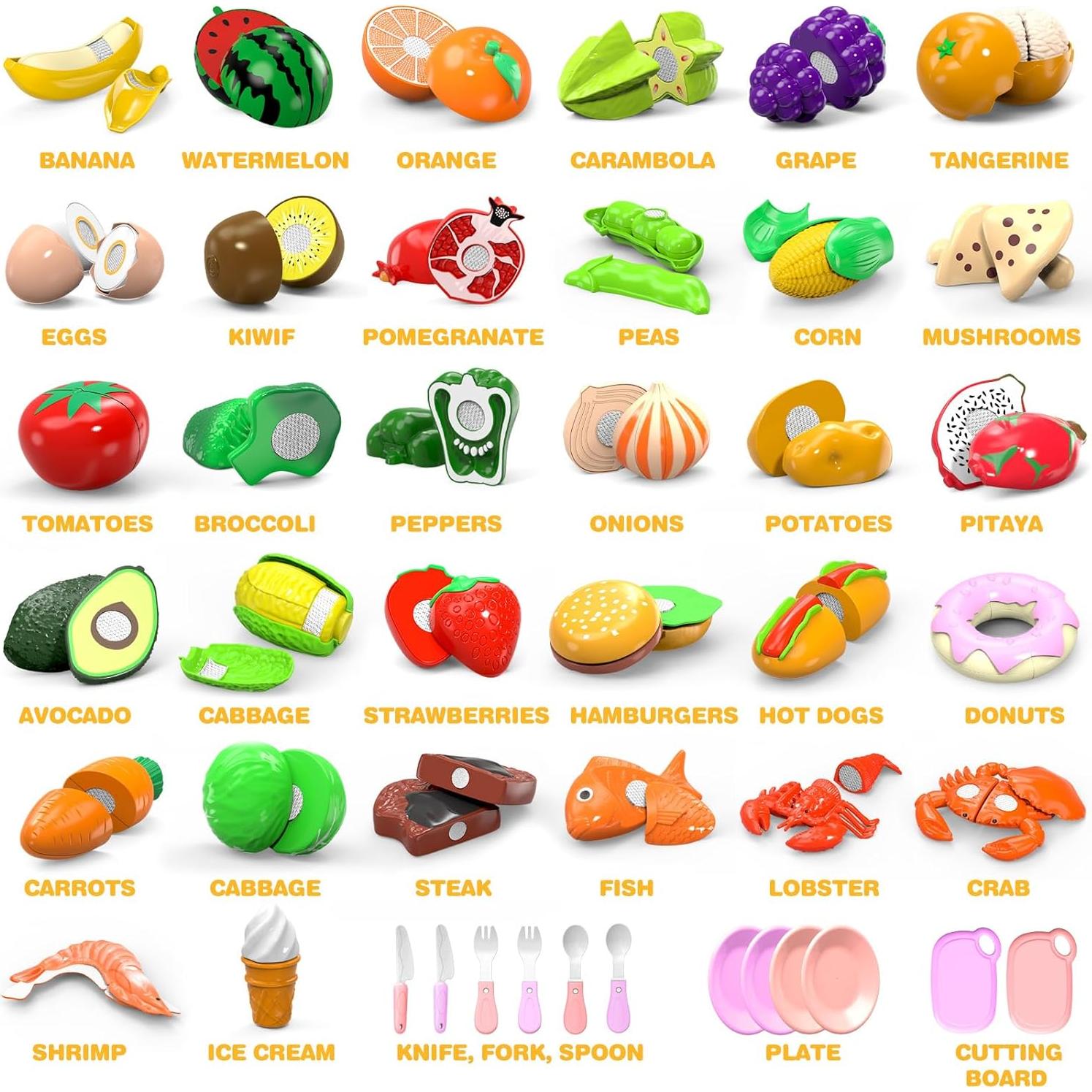 Juego de Comida de Corte 94 Pcs JASNKKONT para Niños