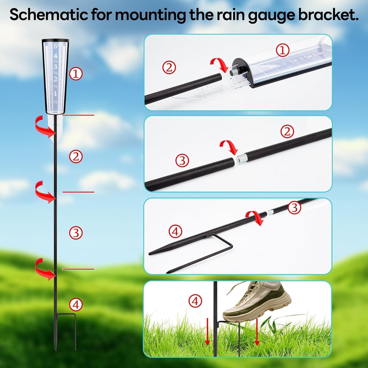 Soporte para Pluviómetro AQKILO 00850A3, Altura Ajustable 27-91 cm